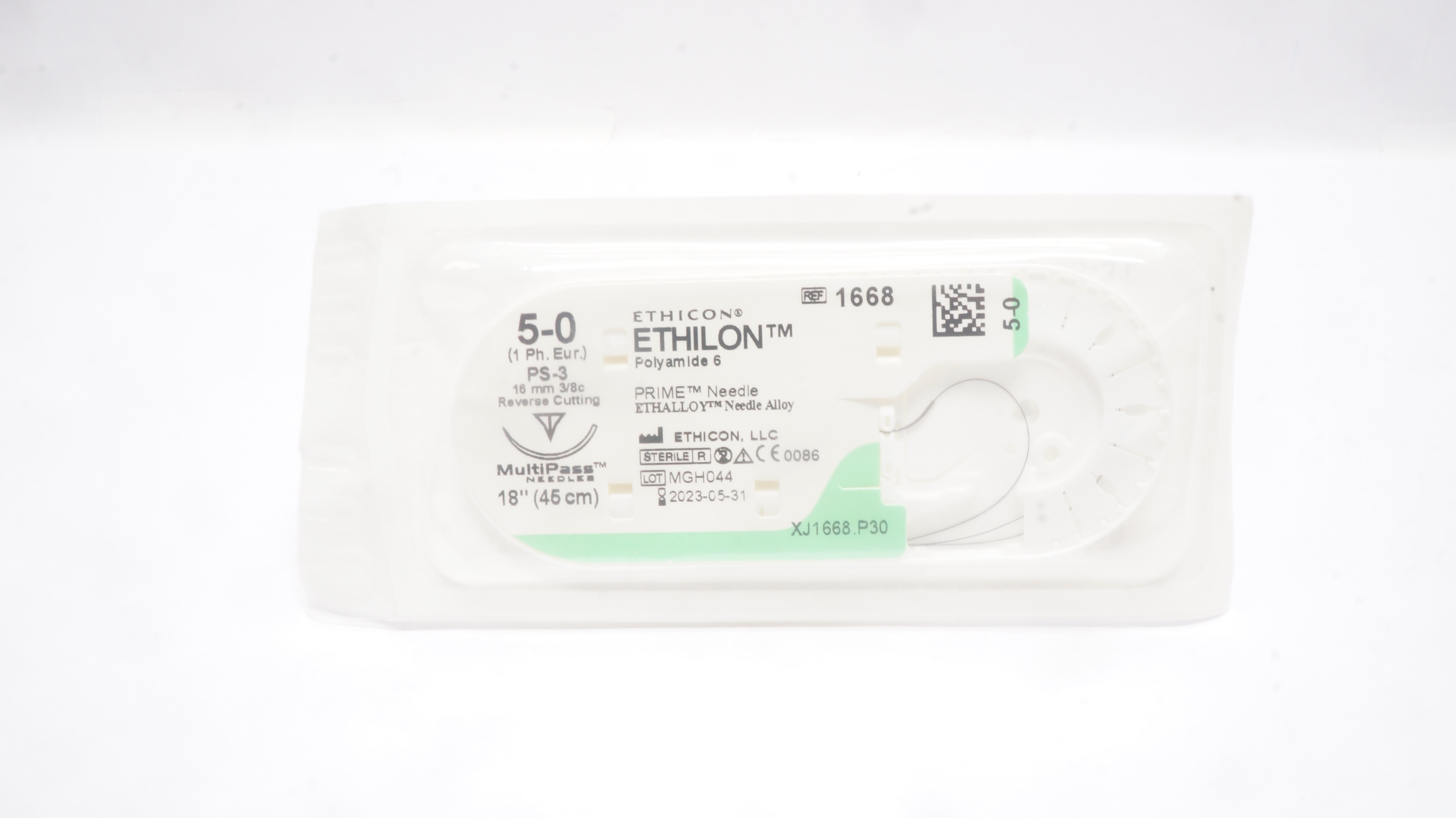 Ethicon 1668 5-0 ETHILON Stre PS-3 16mm 3/8c Reverse Cutting, 18inch (x)