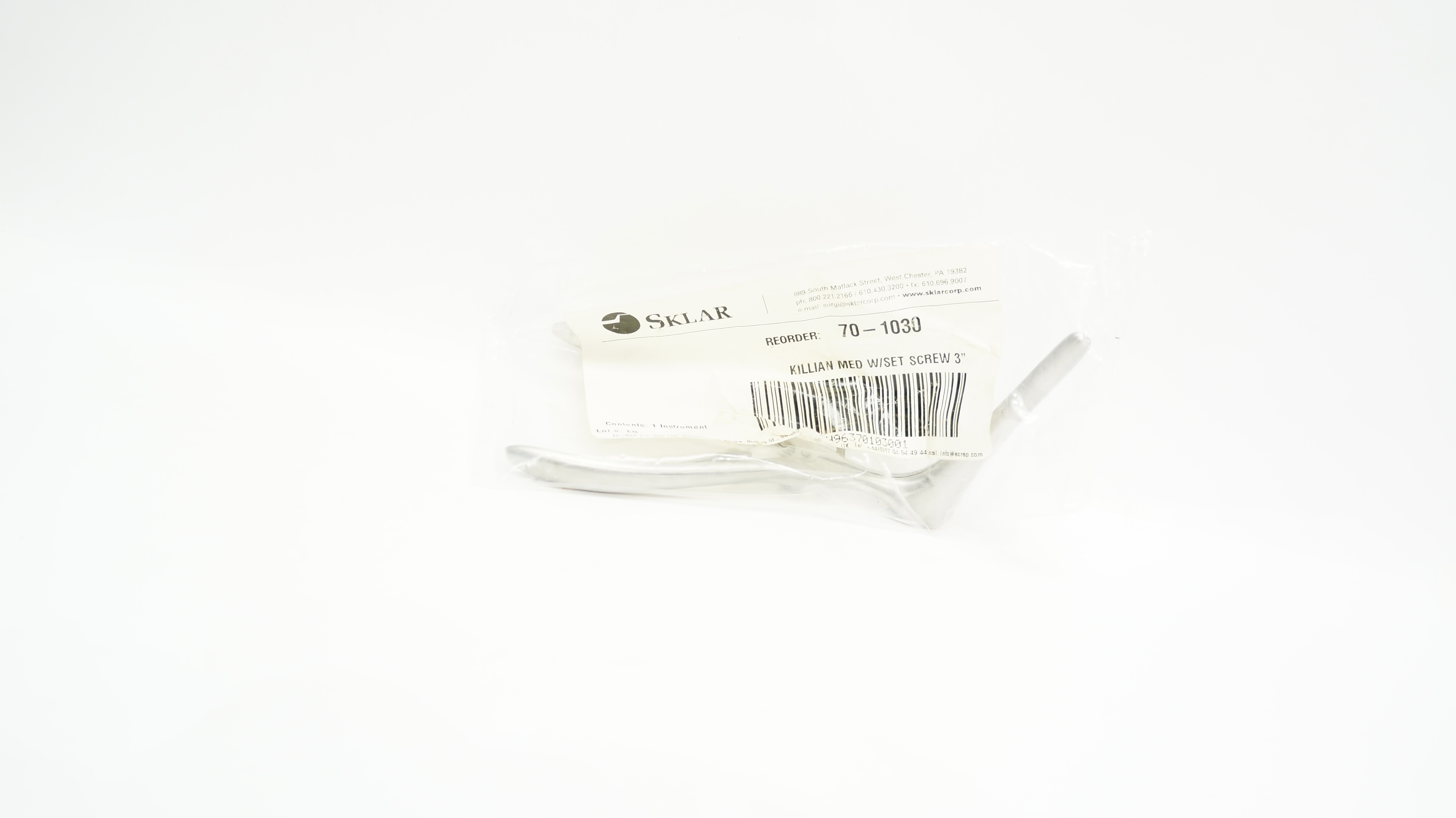 Sklar 70-1030 Killian Med W/Set Screw 3In