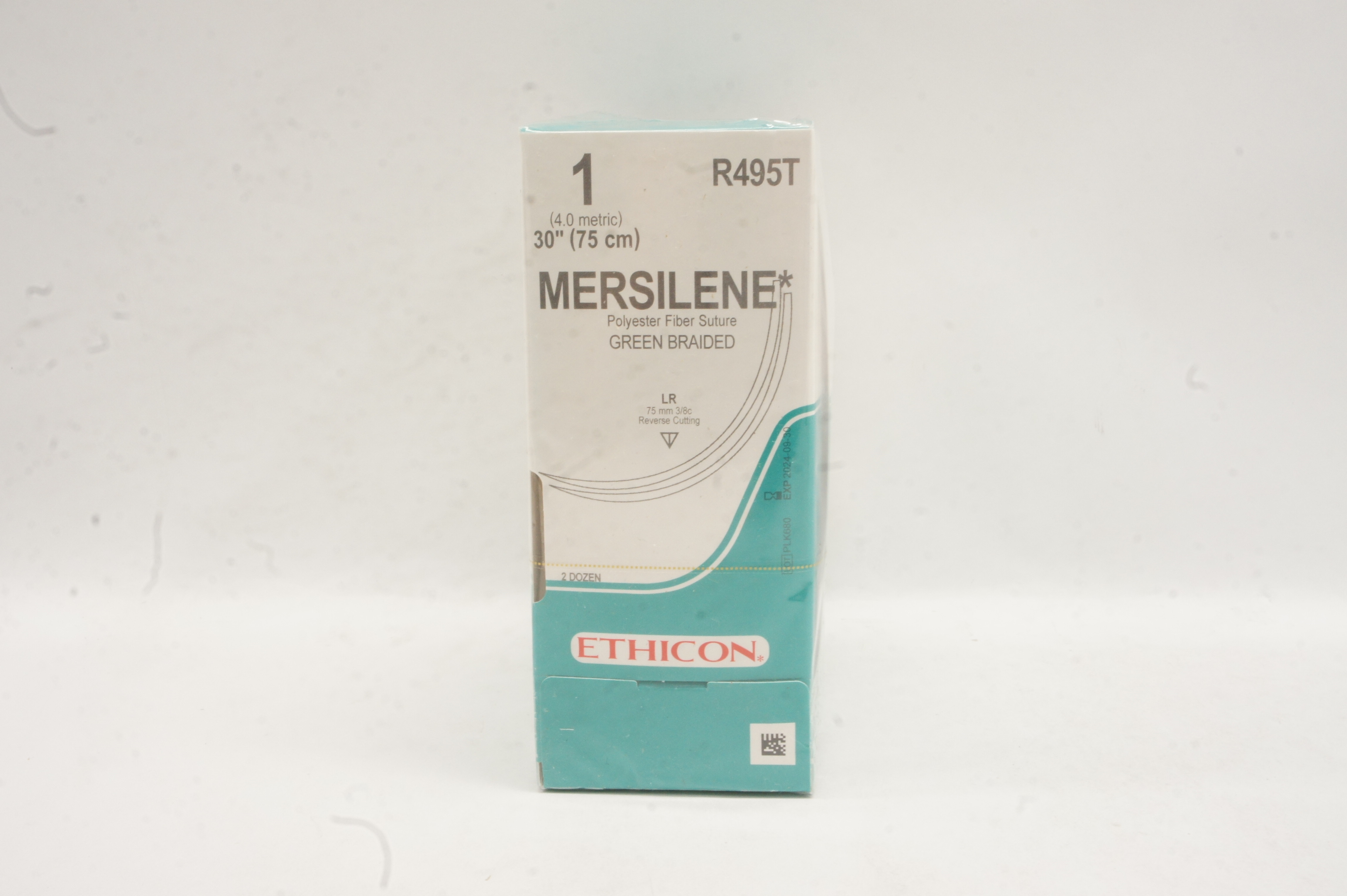Ethicon R495T 1 Mersilene 30in Green Braided LR 75mm 3/8c Reverse Cut - Box of24