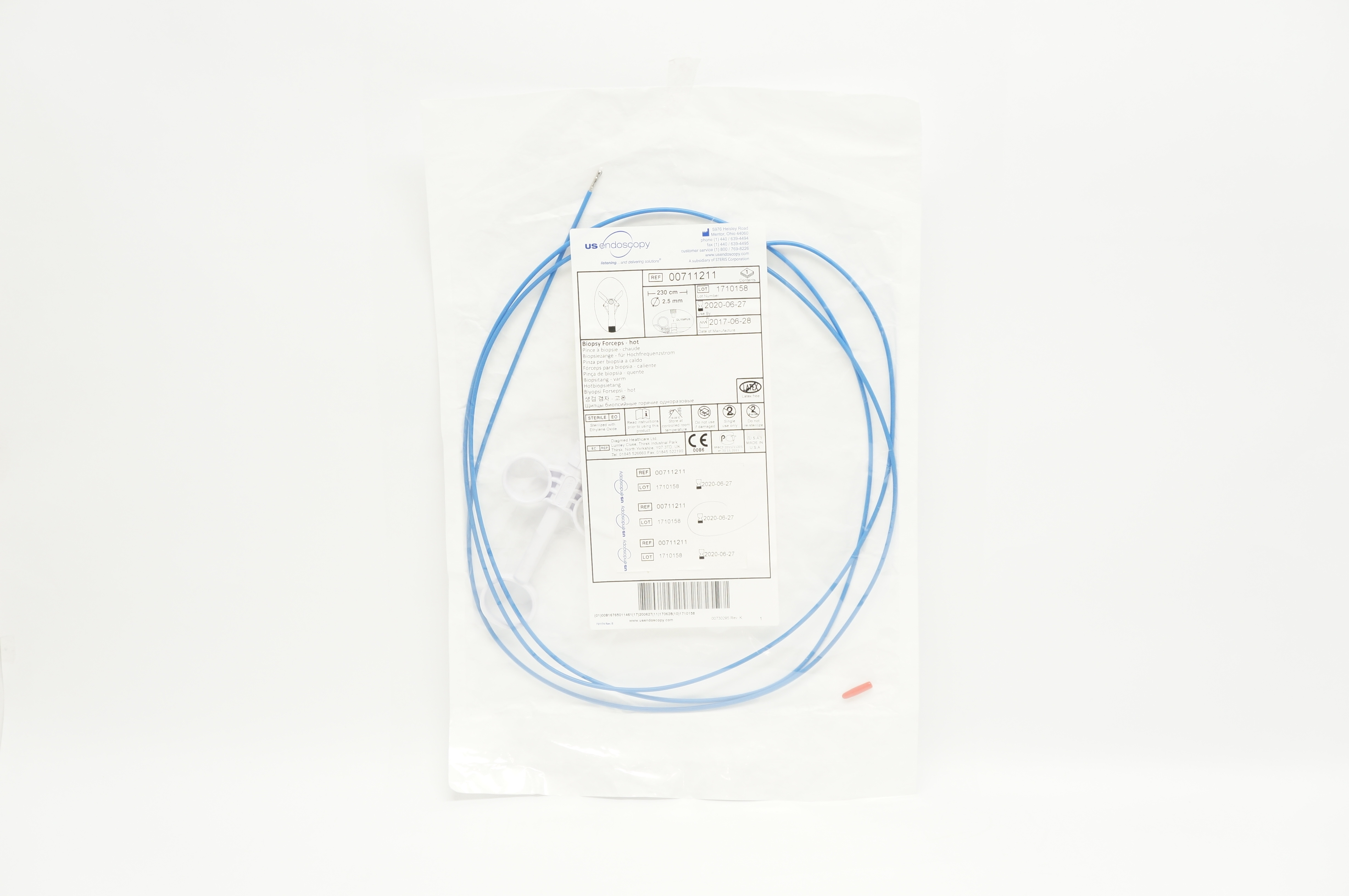 US Endoscopy 00711211 Biopsy Forceps - Hot 2.5mm x 230cm (x)