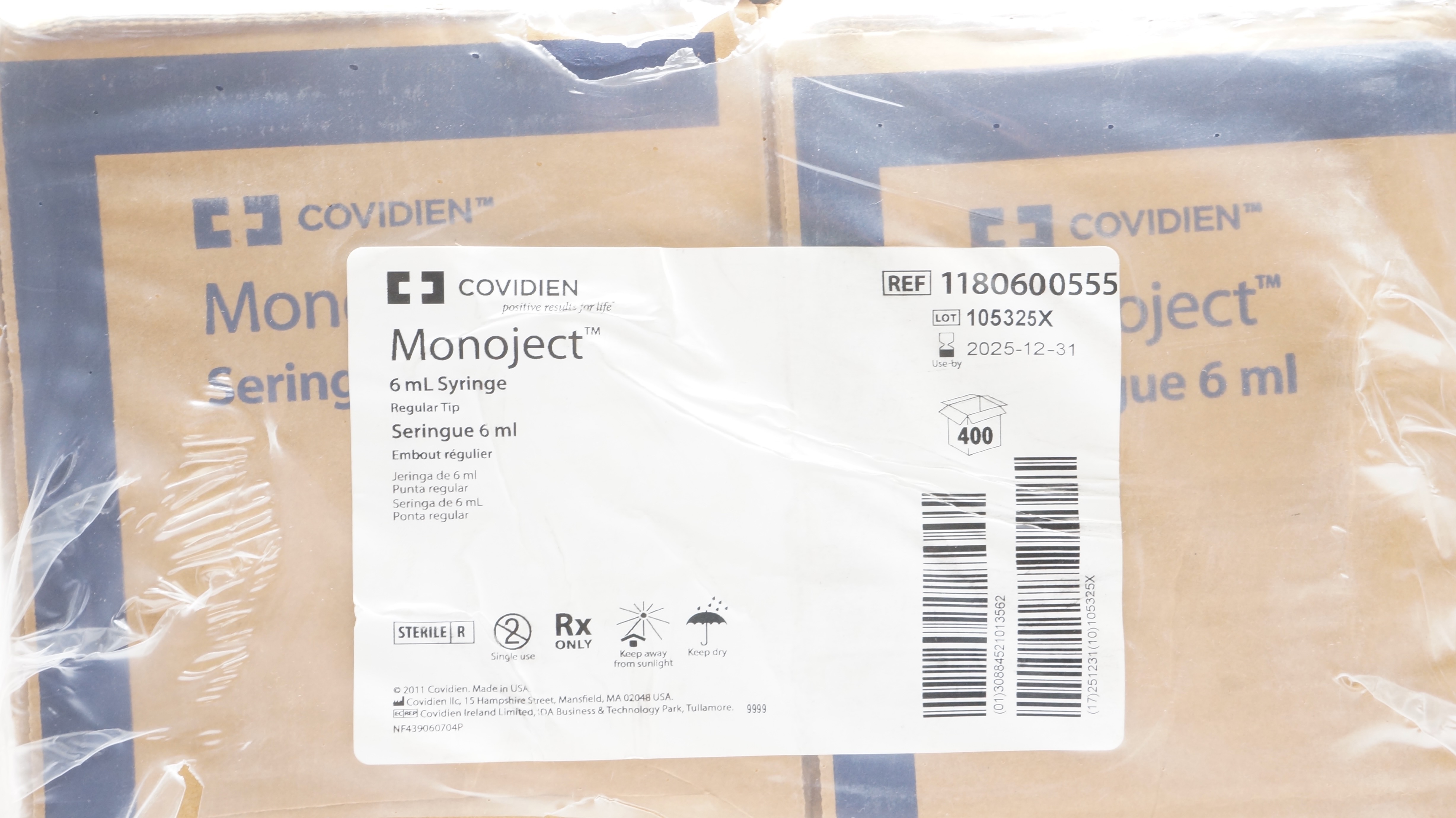 Covidien 1180600555 Monoject 6mL Syringe Regular Tip - Case of 400