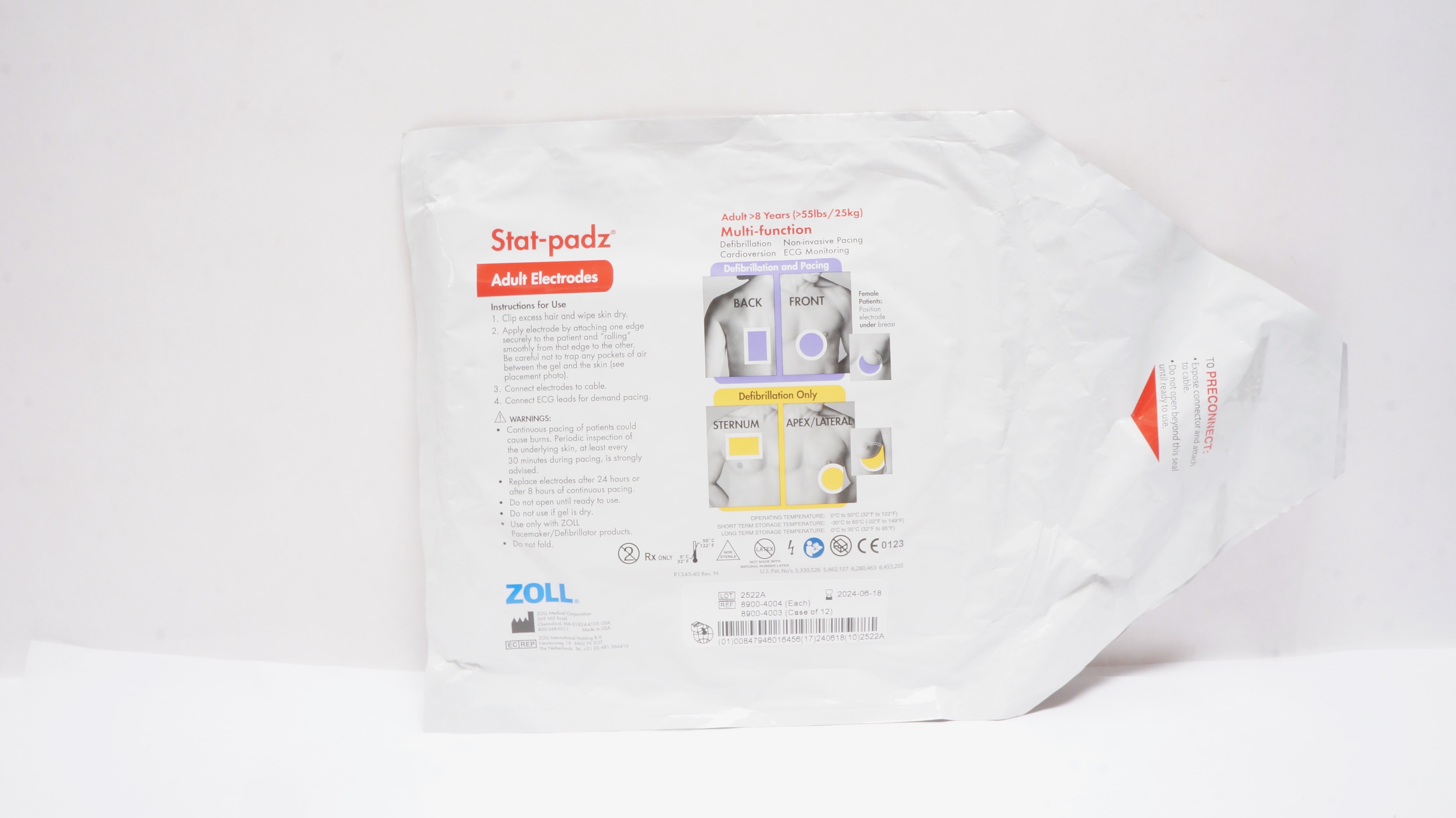 Zoll 8900-4004 Stat-padz Multi-Function Adult Electrodes >8 Years >55 lbs