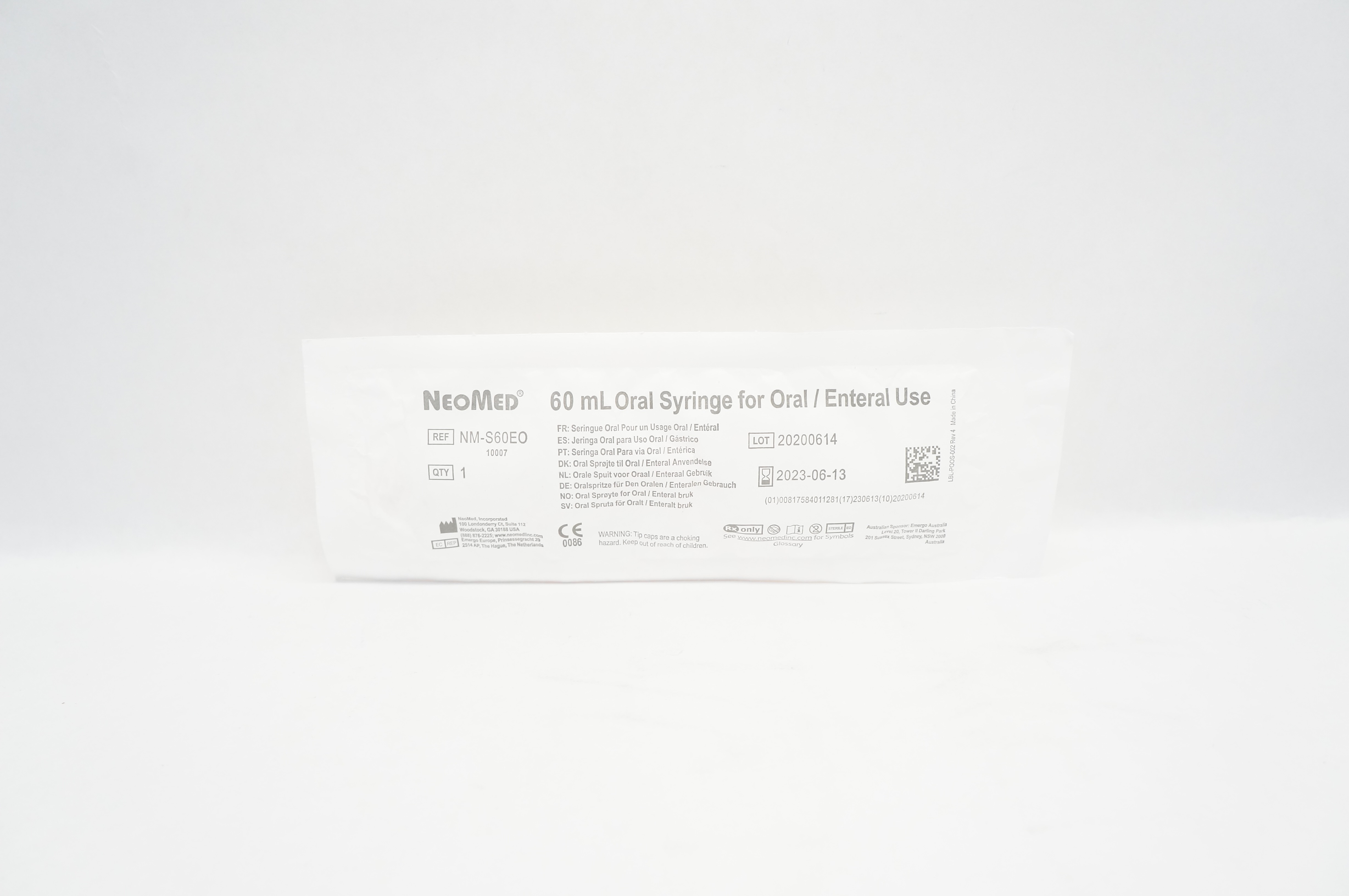 NeoMed NM-S60EO Oral Syringe for Oral/Enteral Use 60mL