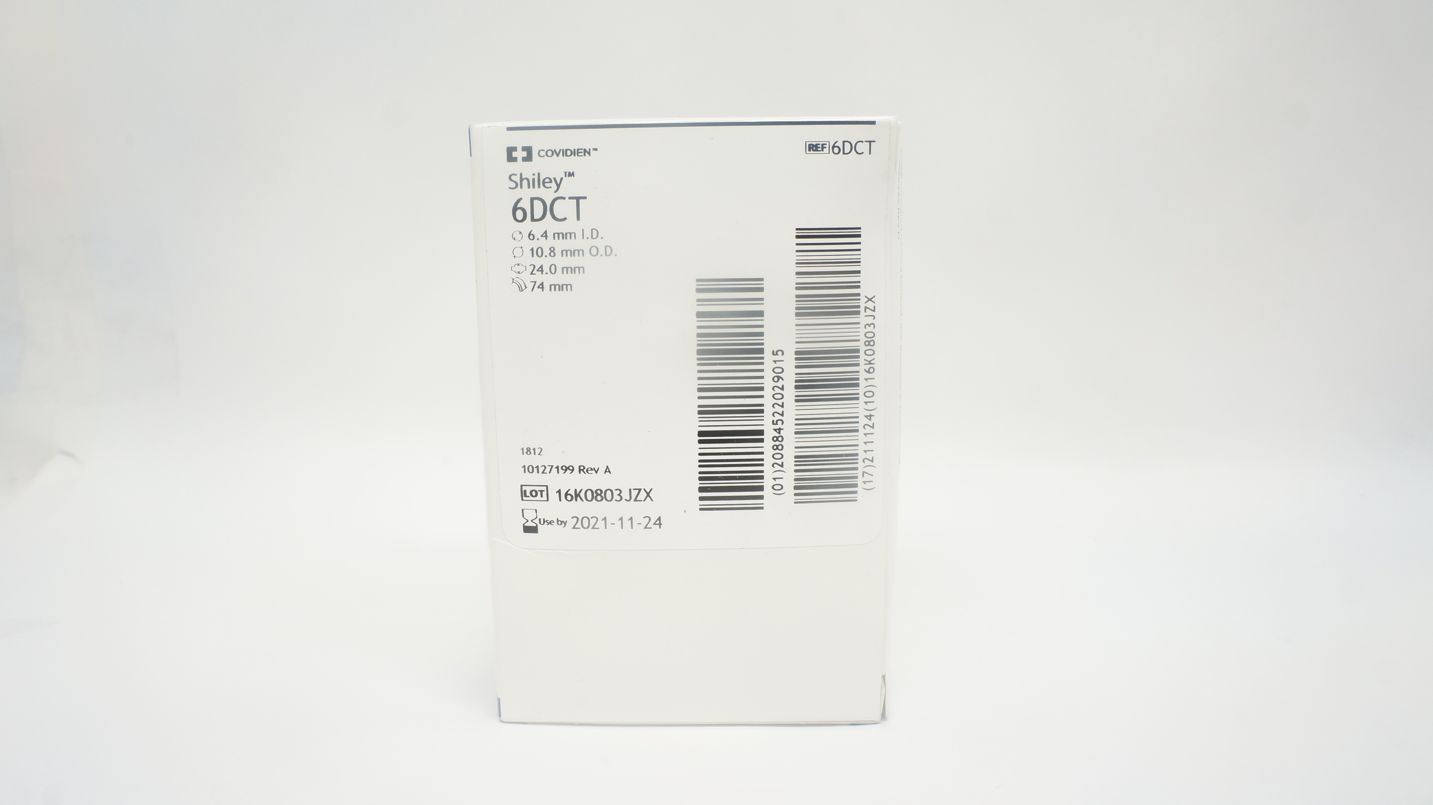 Covidien 6DCT Shiley Tracheostomy Tube Cuffed 6.4 ID x 10.8 OD x 24.0 x 74mm (x)