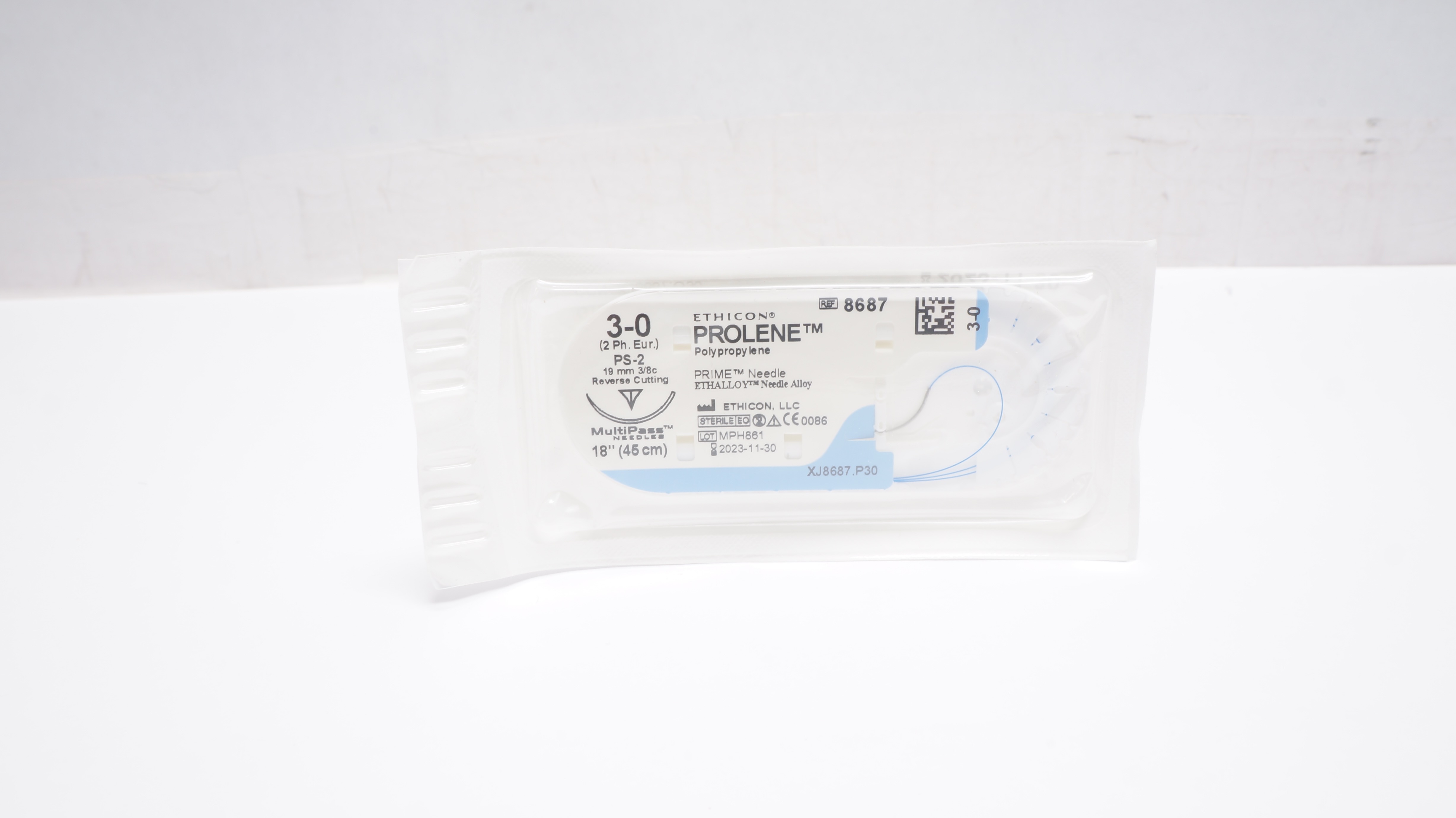 Ethicon 8687 3-0 PROLENE Stre PS-2 19mm 3/8c Reverse Cutting, 18inch (x)