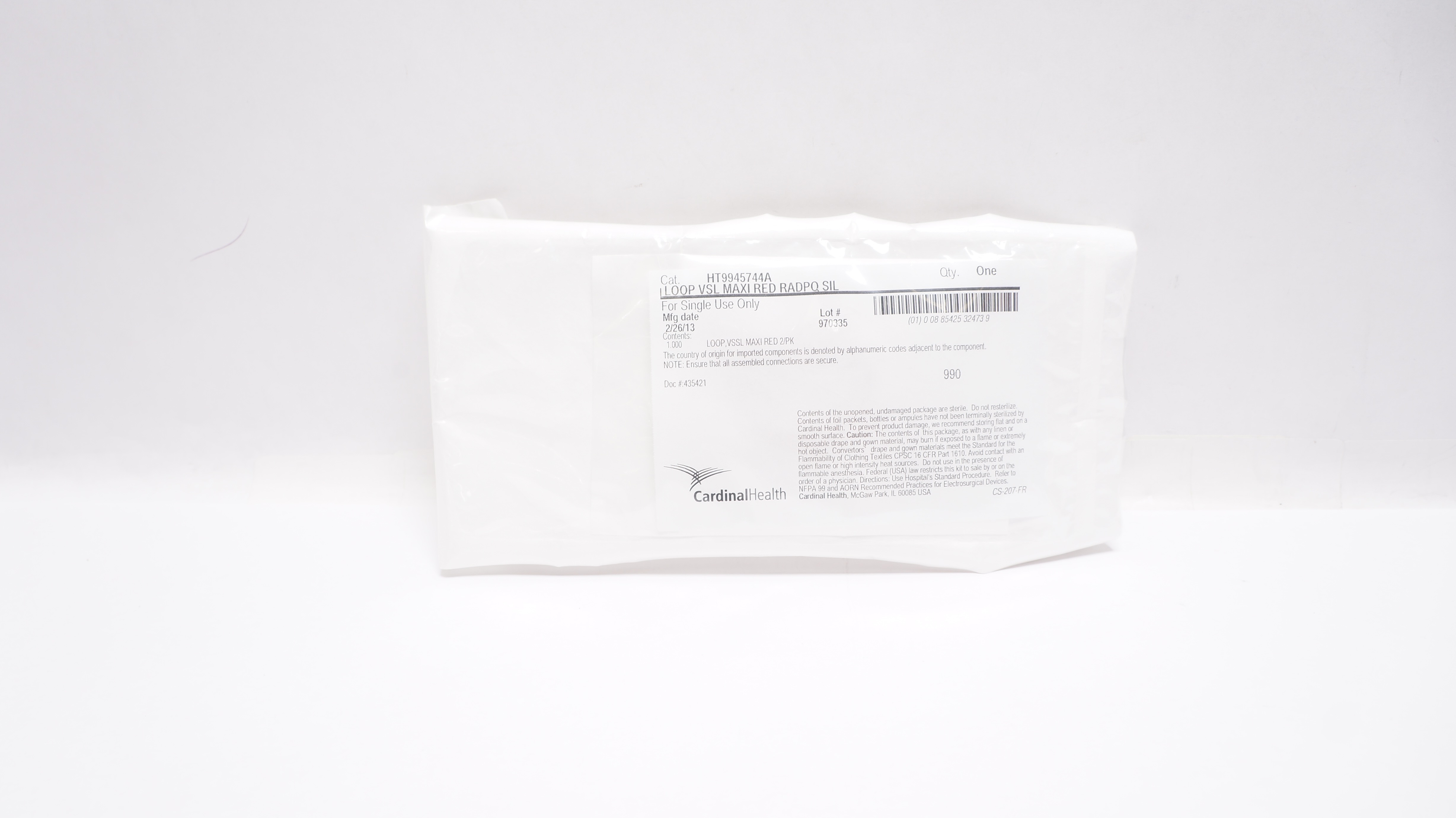 Cardinal Health HT9945744A Loop VSL Maxi Red Radpq Sil