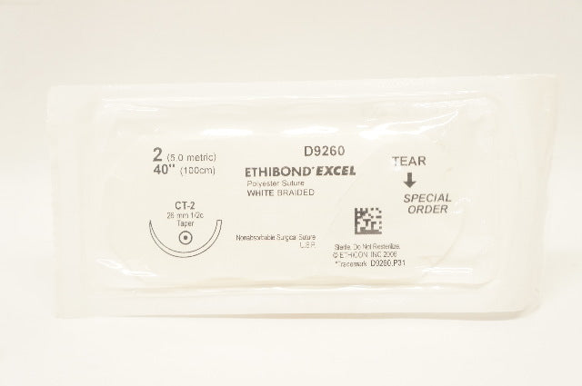Ethicon D9260 2 Ethibond Excel Polyester Stre CT-2 26mm 1/2c Taper. 40inch (x)