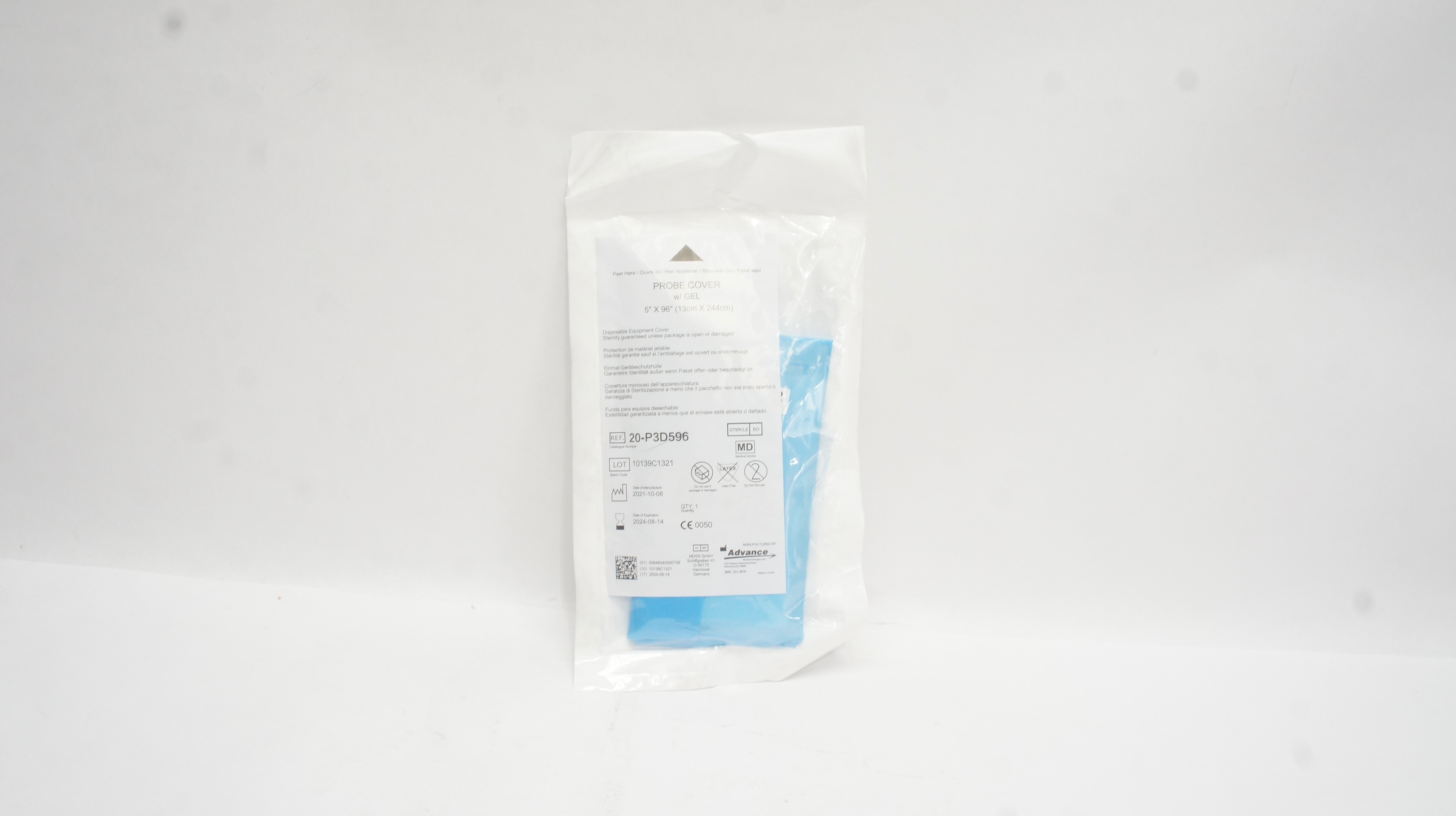 Advance 20-P3D596NG 3-D Probe Cover W/Gel 5inch x 96inch