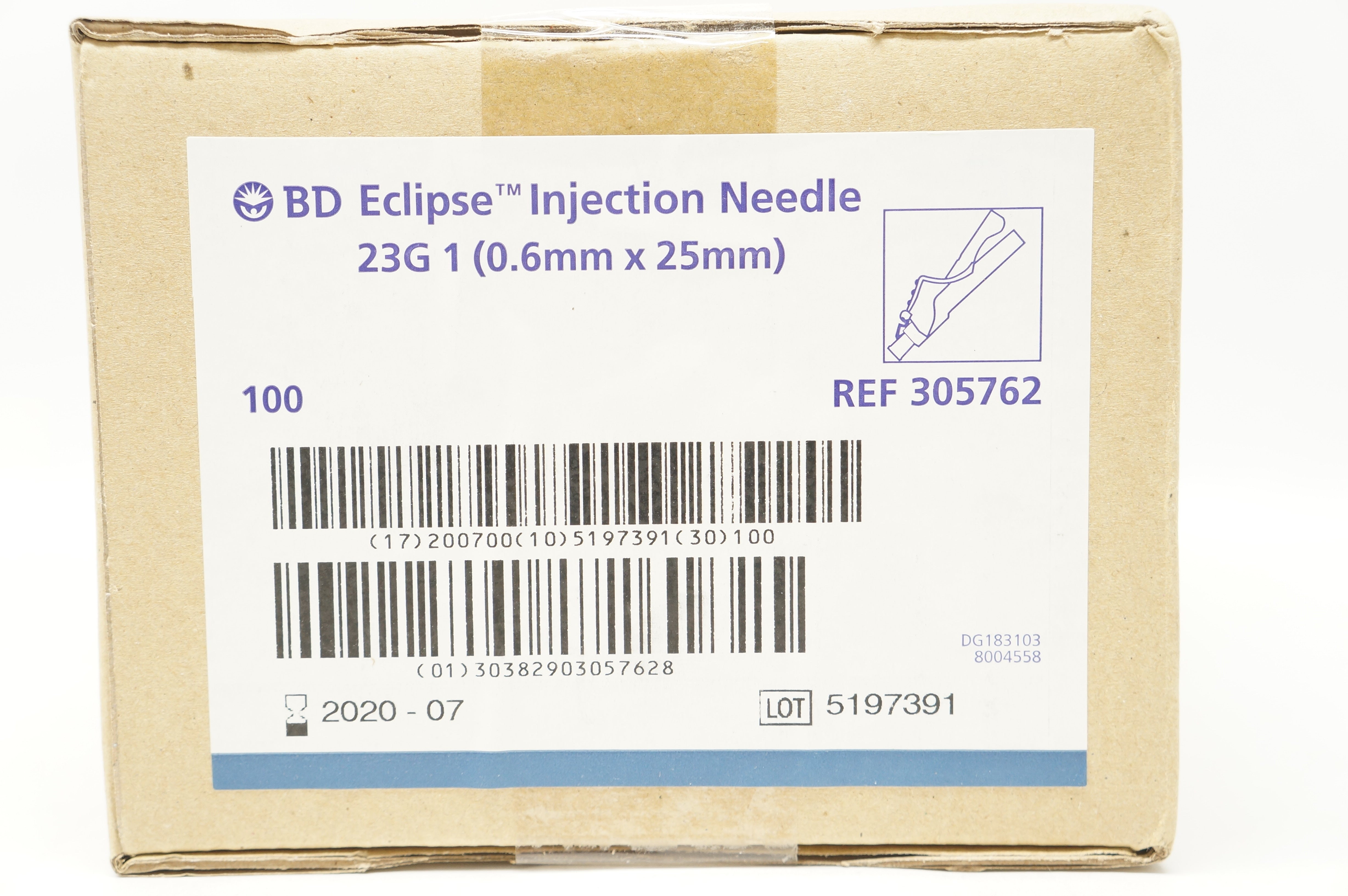 BD 305762 Eclipse Injection Ndle 23G x 1 (x) - Box of 100
