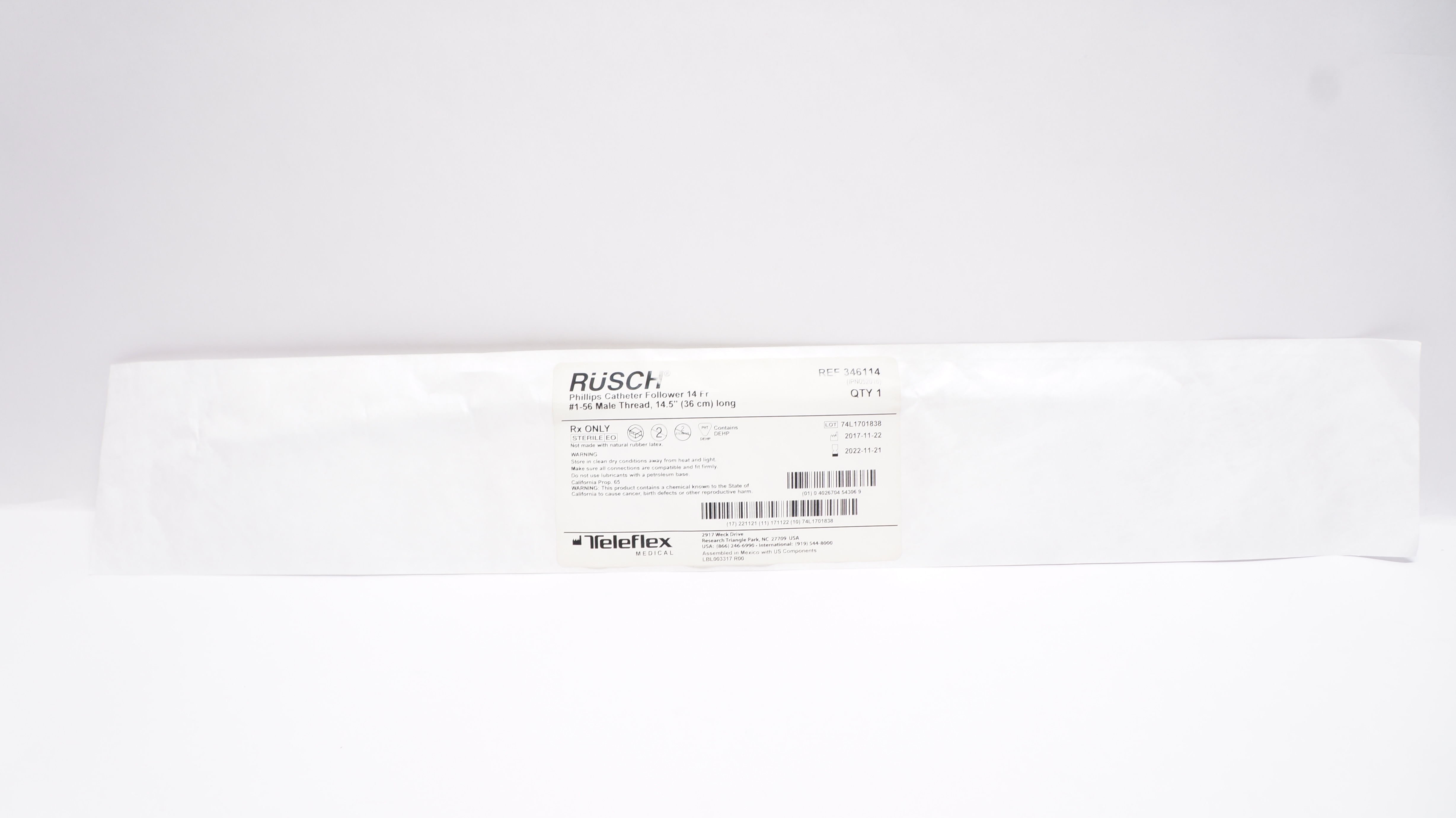 Teleflex 346114 RUSCH Philips Cath. Follower 14Fr x 14.5inch (x)