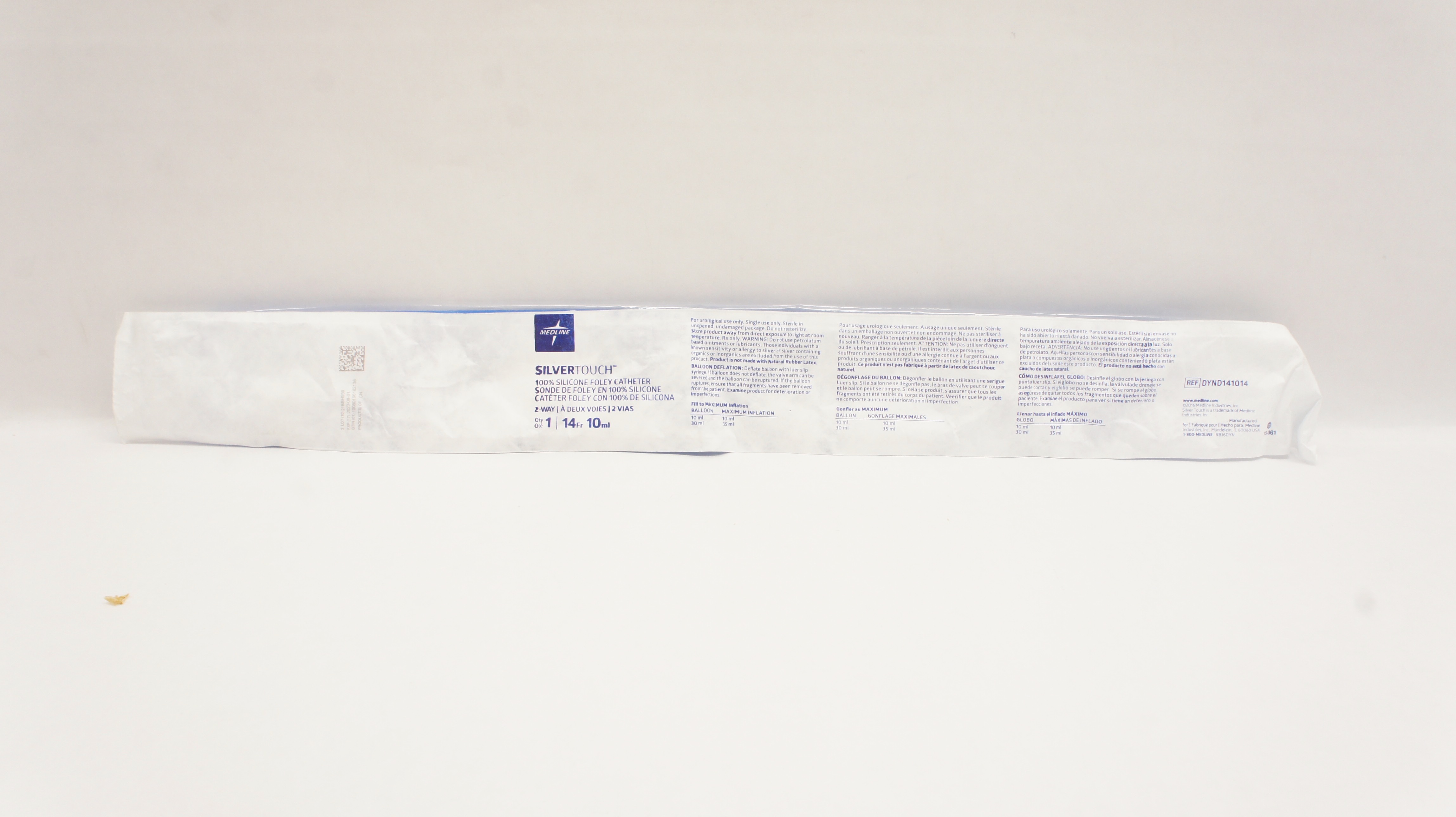 Medline DYND141014 SilverTouch 100% Silicone Foley Cath. 2-Way 14Fr x 10mL (x)