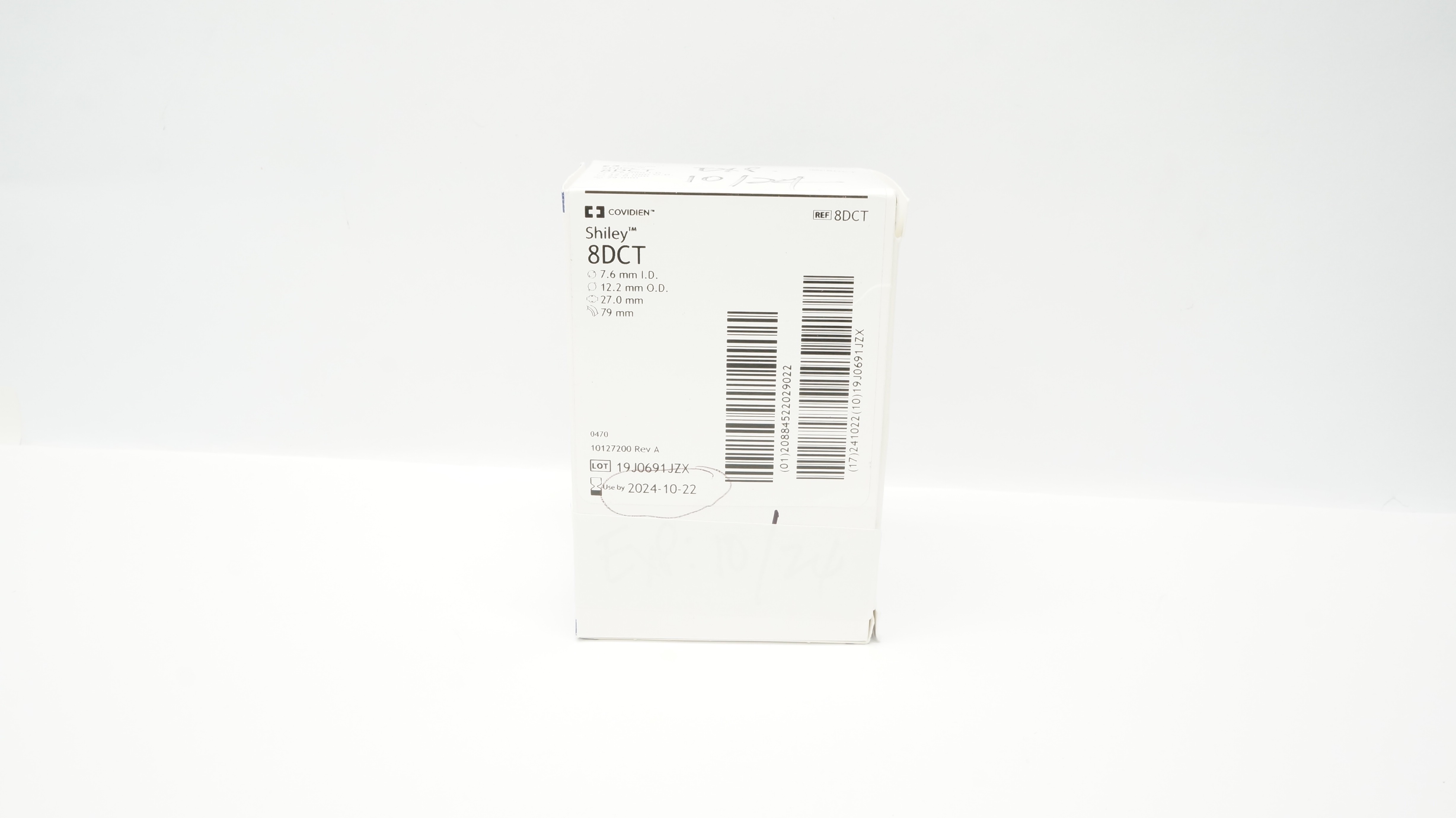 Covidien 8DCT Shiley Tracheostomy Tube Cuffed 7.6ID x 12.2OD x 27.0mm x 79mm(x)