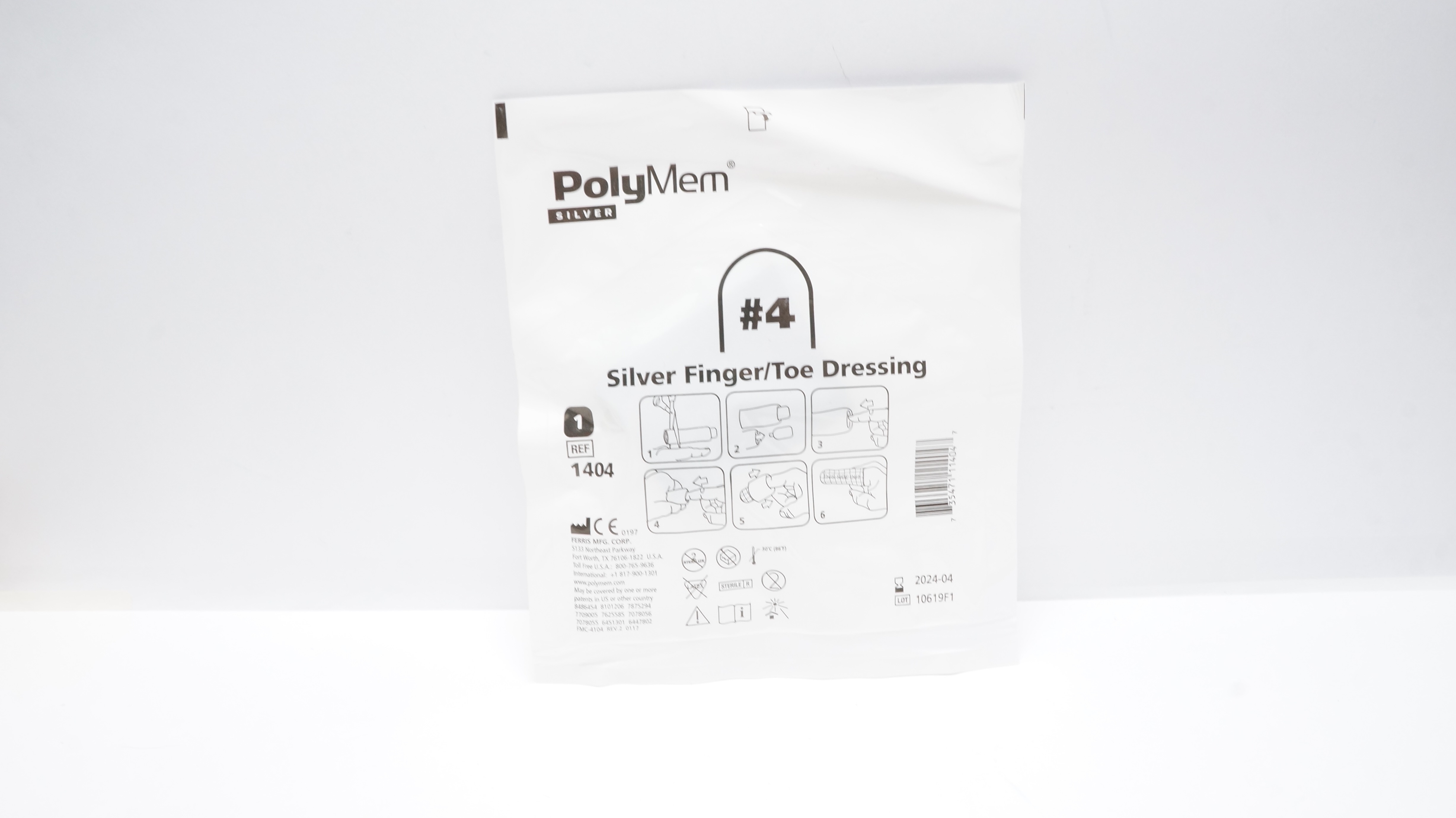 Ferris 1404 PolyMem Silver Finger/Toe Dressing #4 (x)
