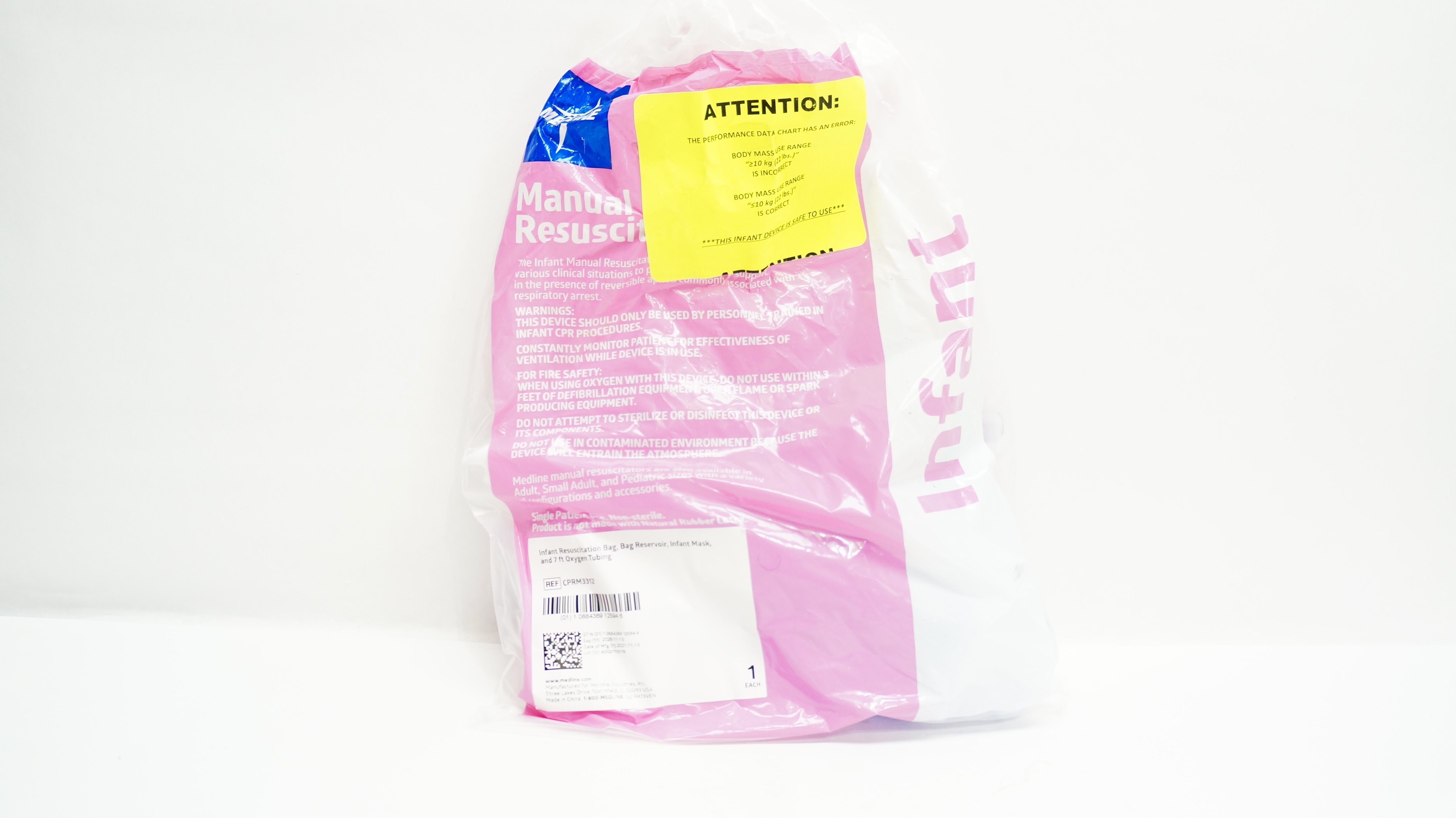 Medline CPRM3312 Infant Manual Resuscitator Mask Oxygen Tube CPR First Aid kit