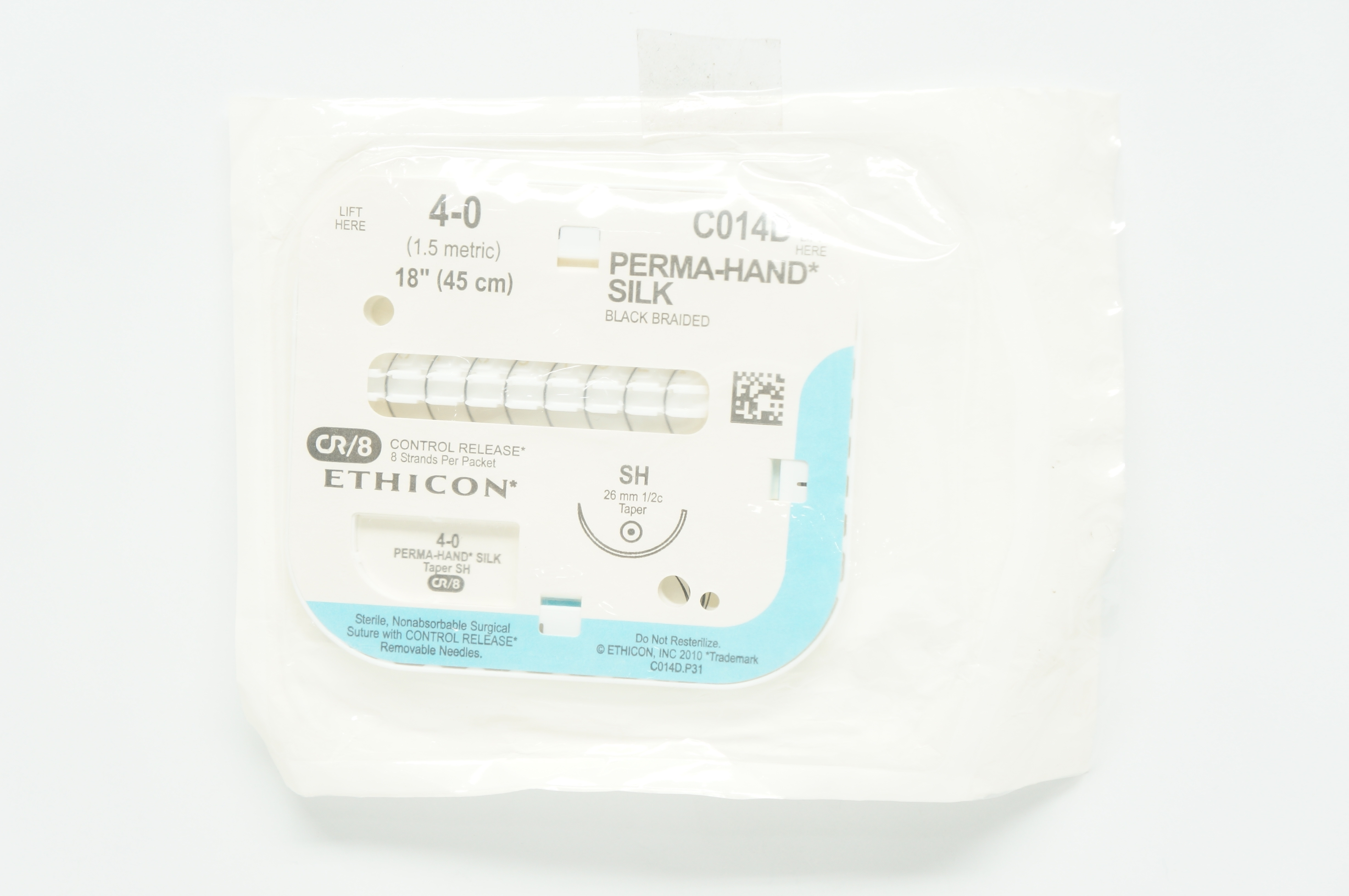 Ethicon C014D 4-0 PERMA-HAND SILK, SH, 26mm 1/2c Taper, 18inch