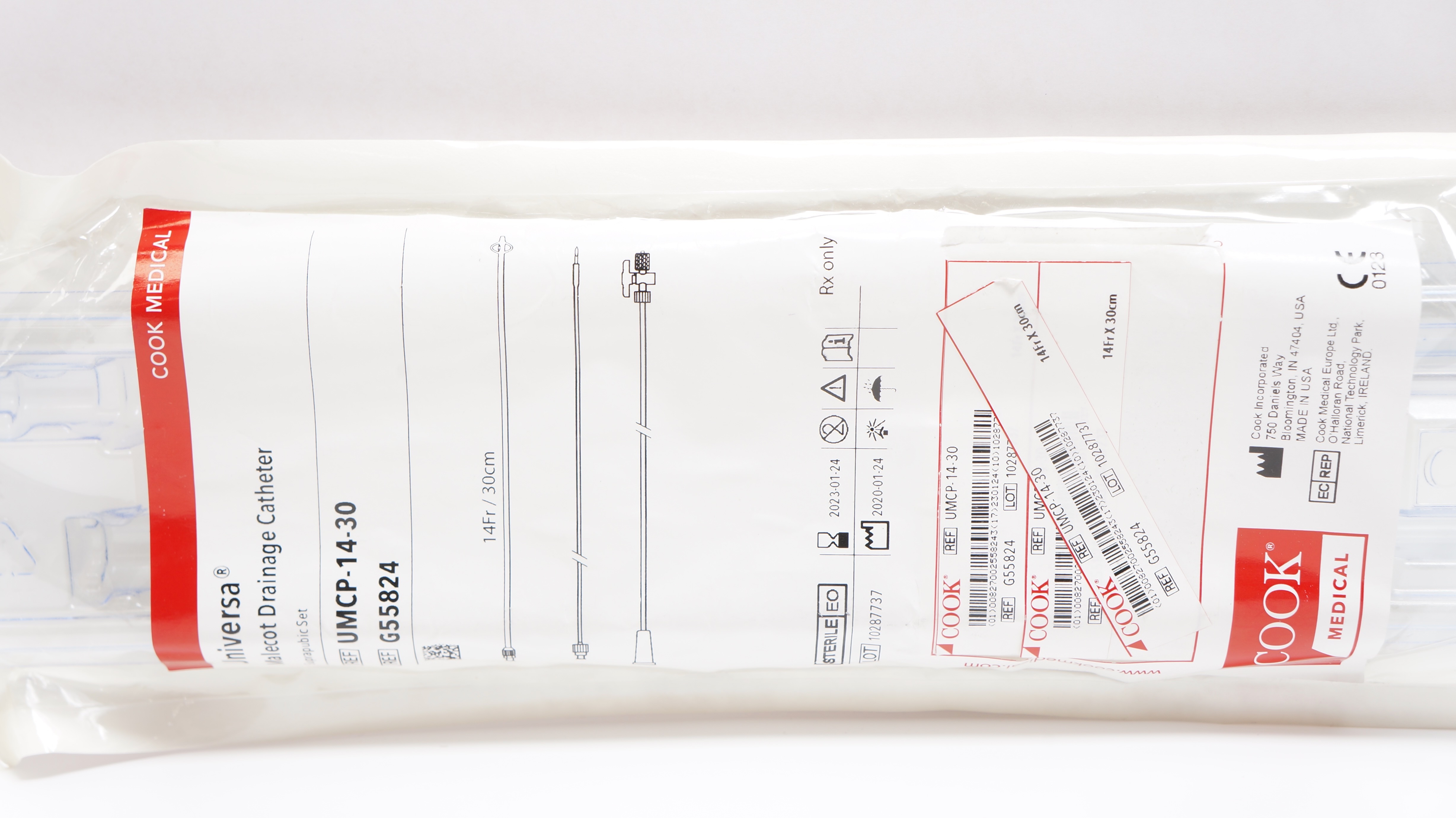 Cook G55824 Universa Malecot Drainage Cath. Suprapubic Set 14Fr x 30cm (x)