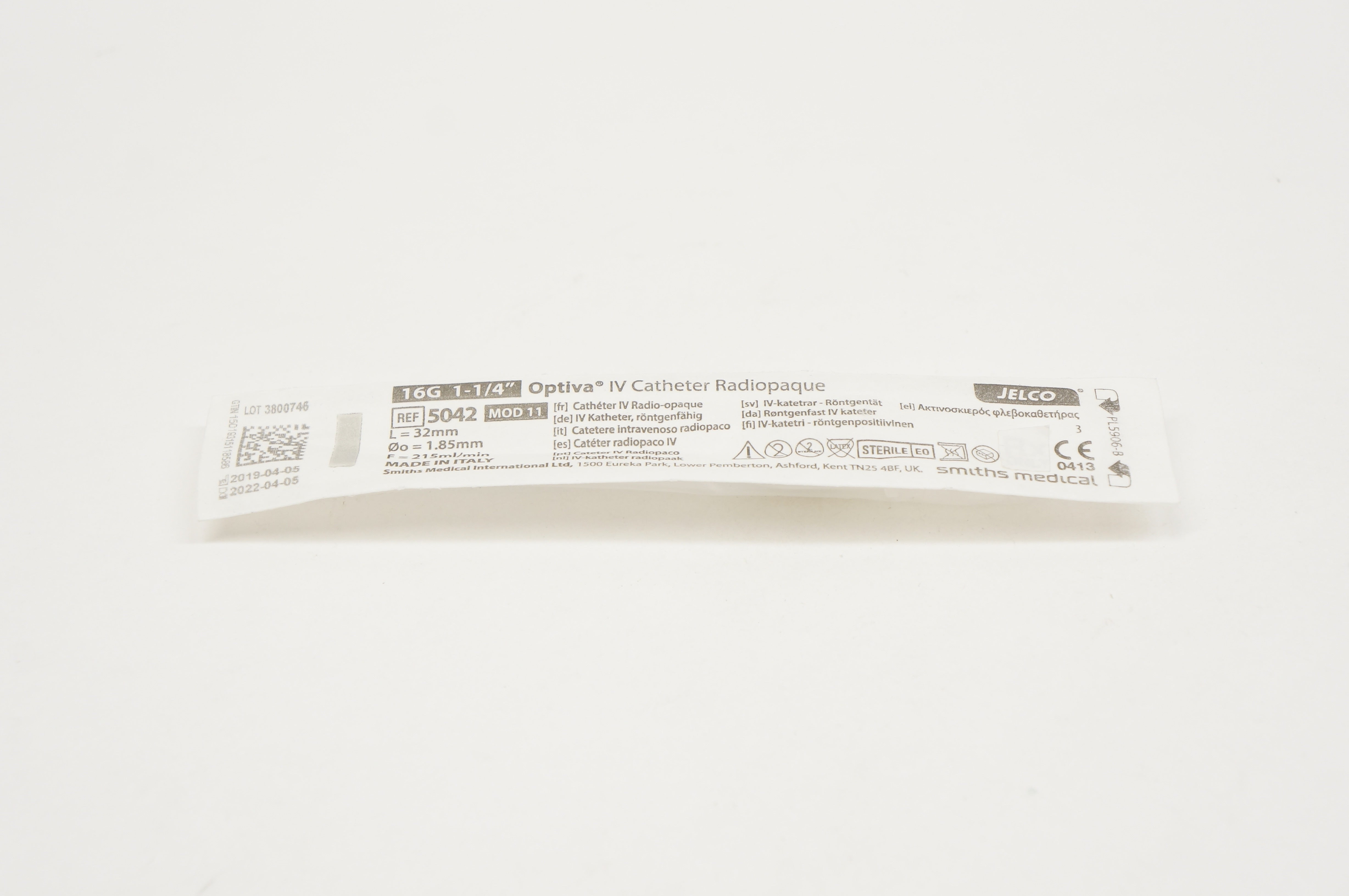 Smiths Medical 5042 Optiva IV Cath. Radiopaque 16G x 1-1/4inch