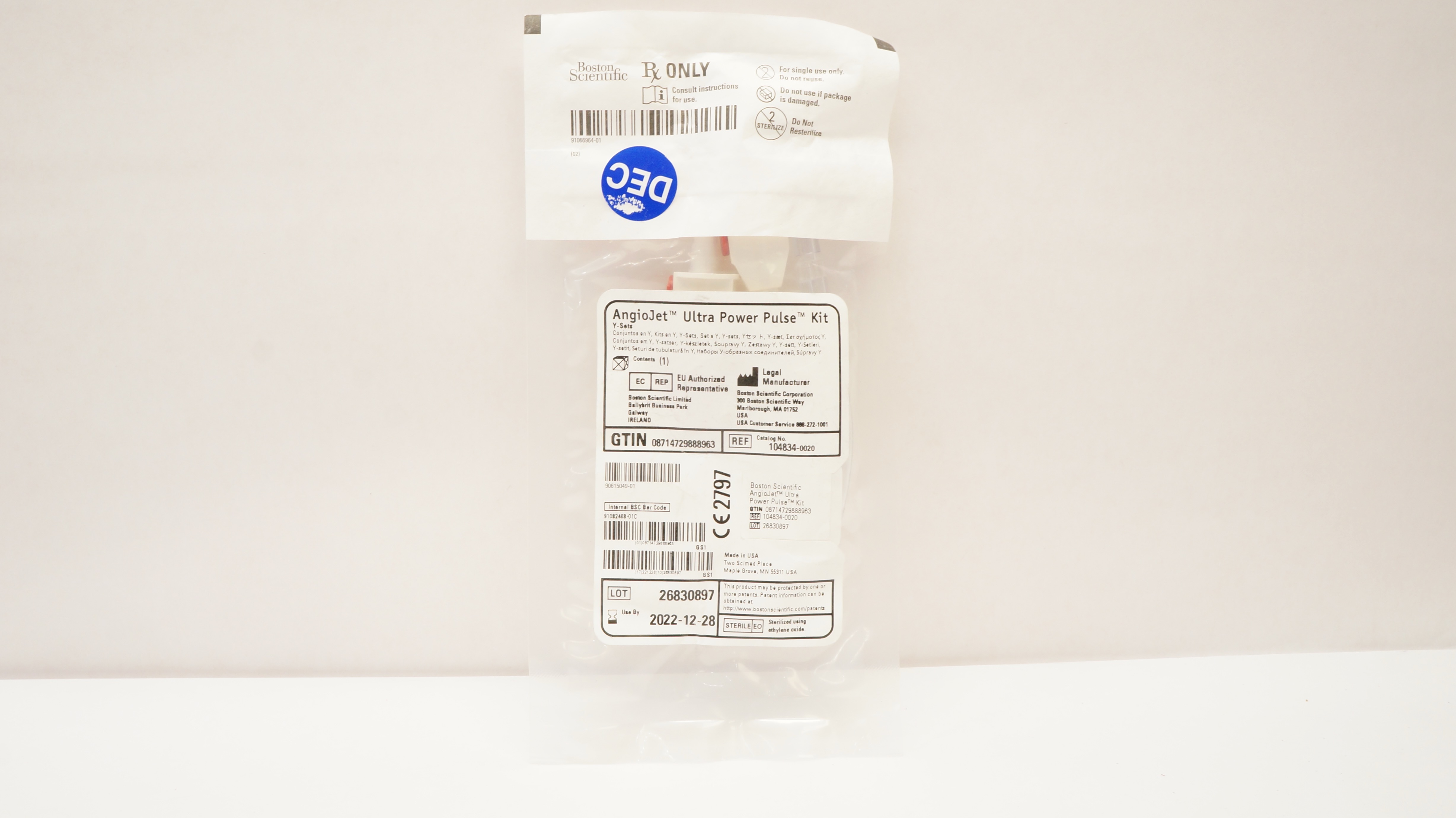 Boston Scientific 104834-0020 AngioJet Ultra Power Pulse Kit Y-Sets (x)