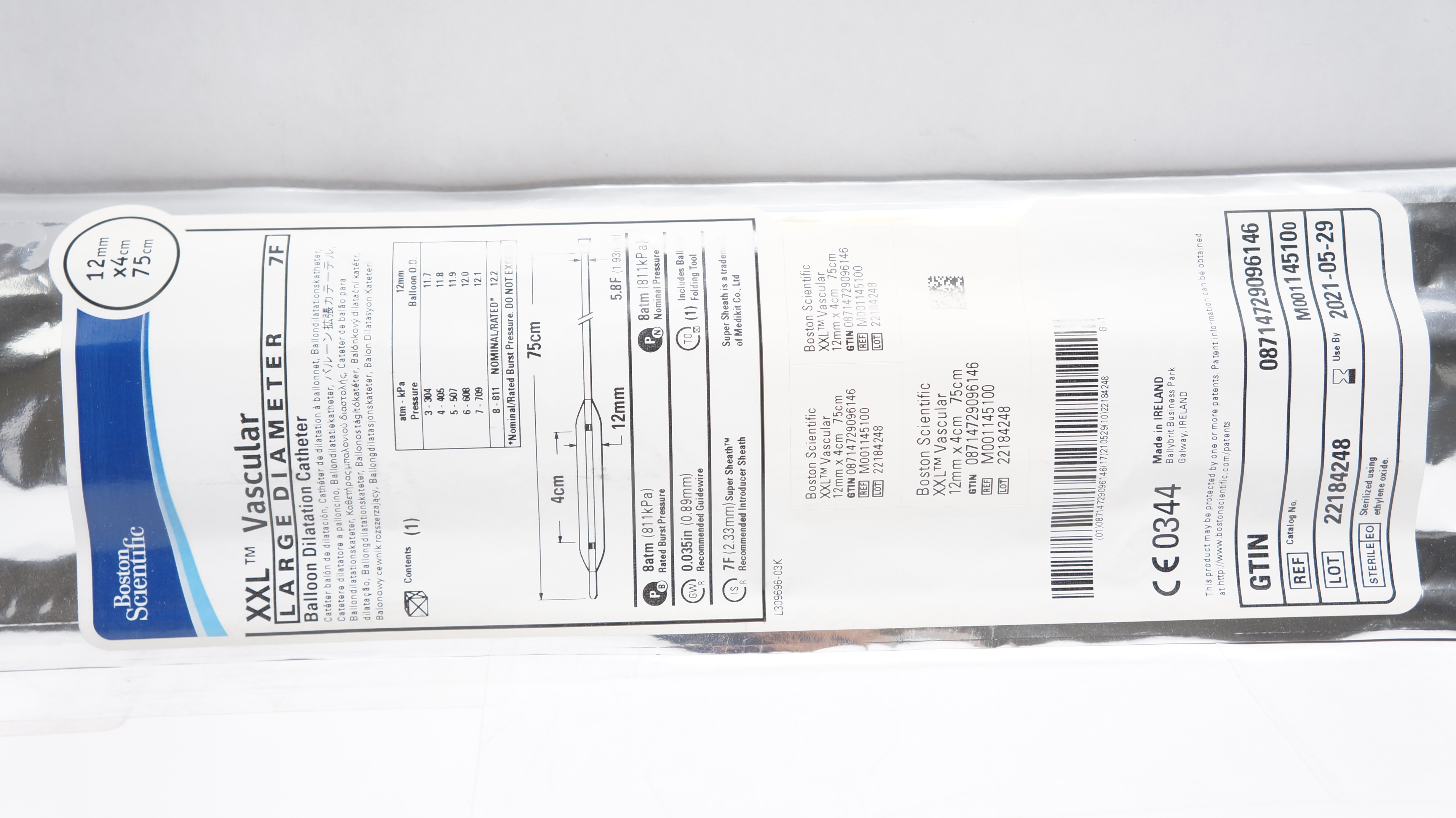 Boston Scientific M001145100 XXL Vascular Dilatation Cath. 12mm x 4cm x 75cm(x)