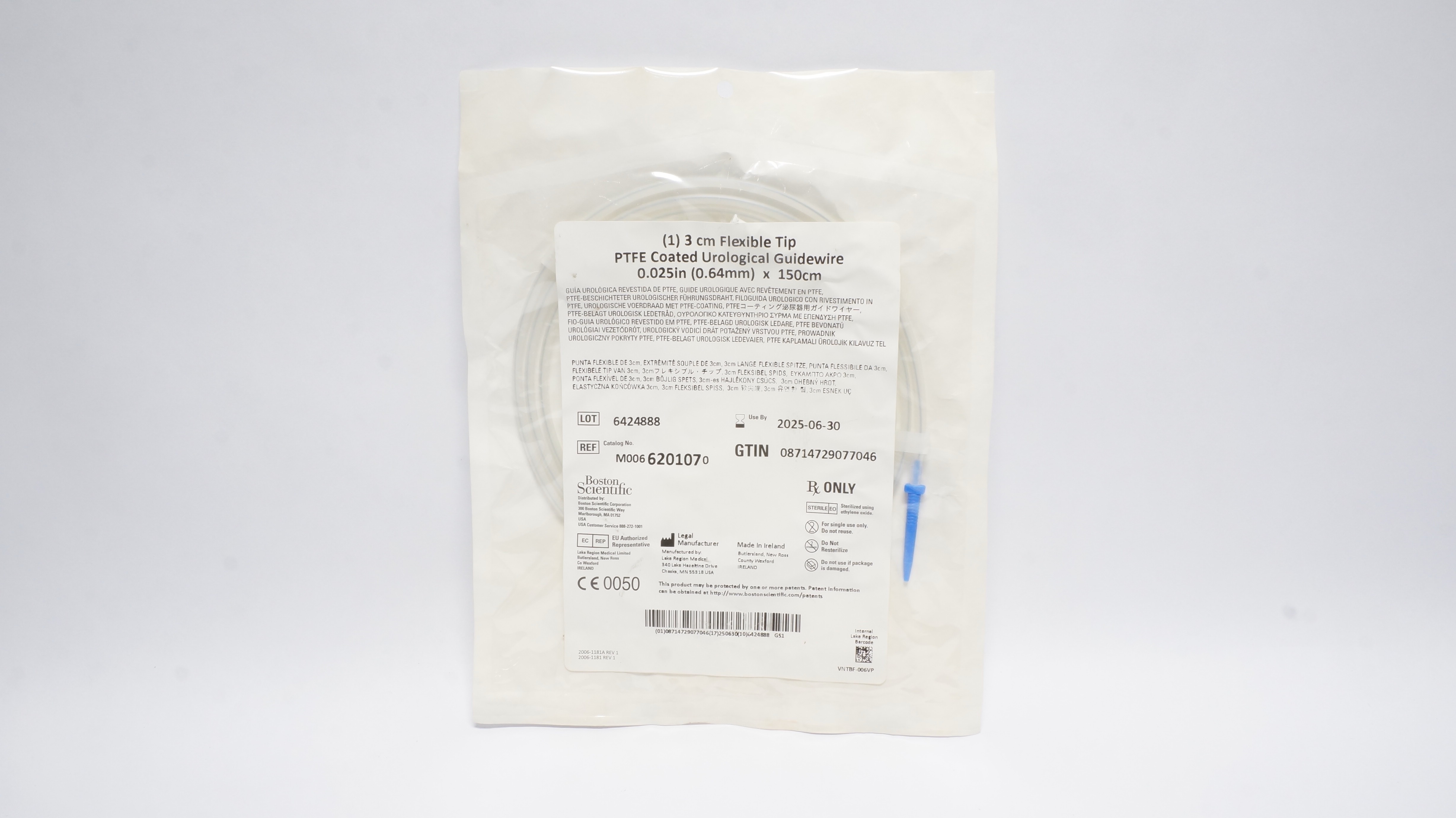 Boston Scientific 620107 3cm Flexible Tip PTFE Guidewire 0.025in x 150cm (x)