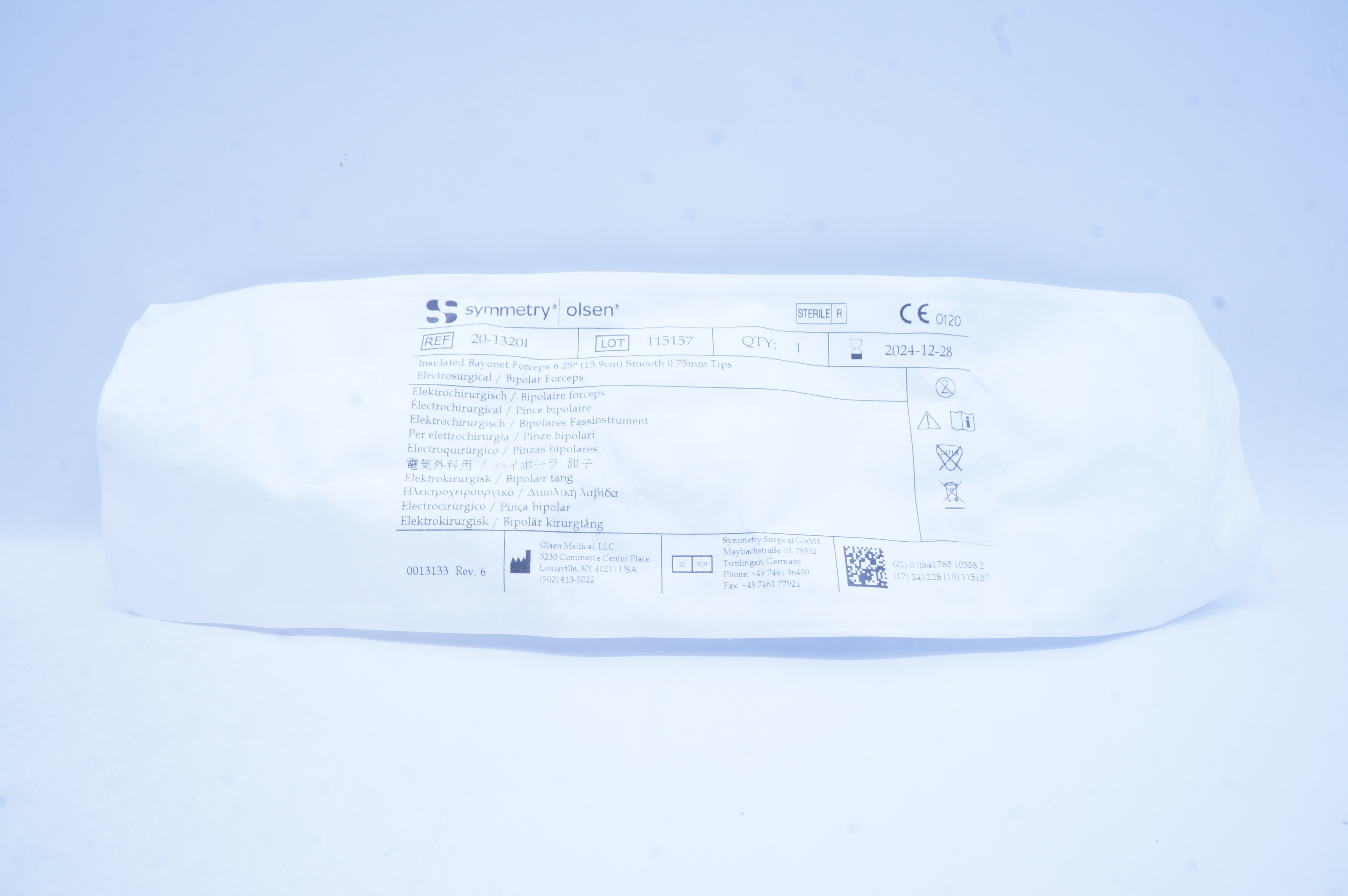 Symmentry 20-13201 Olsen Insulated Bayonet Forceps 6.25 inch Smooth 0.75mm Tips