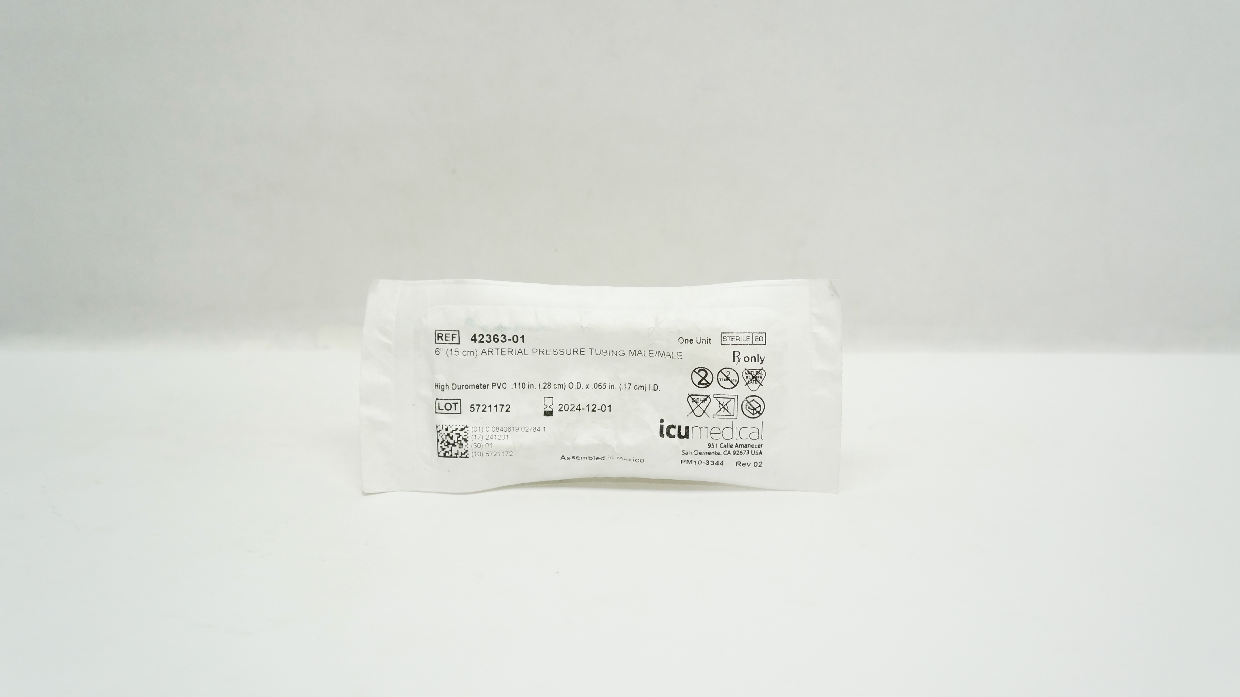 ICU Medical 42363-01 Arterial Pressure Tubing Male/Male 6 inch