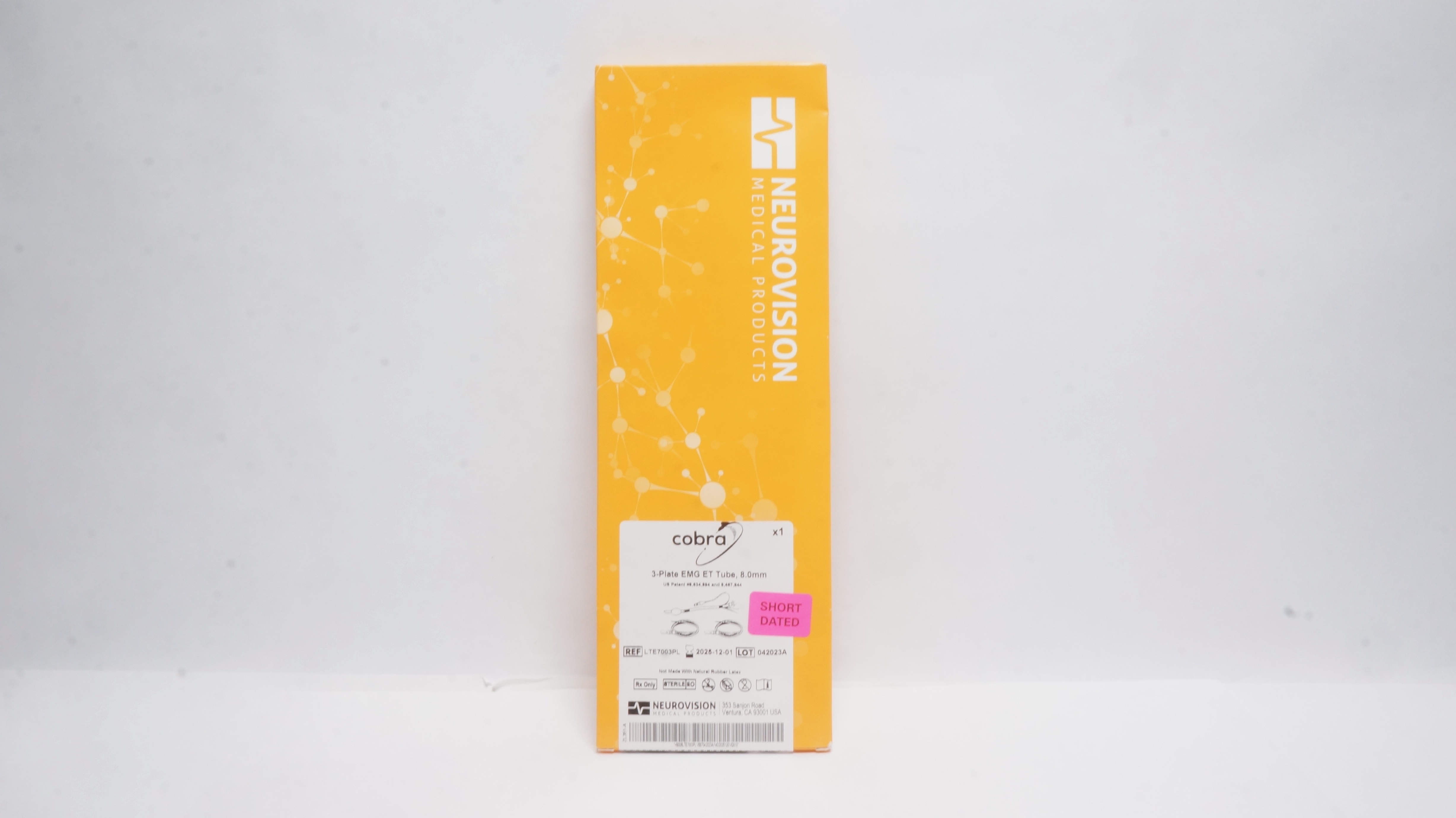 Neurovision Medical LTE7003PL Cobra 3-Plate EMG ET Tube, 8.0mm (x)