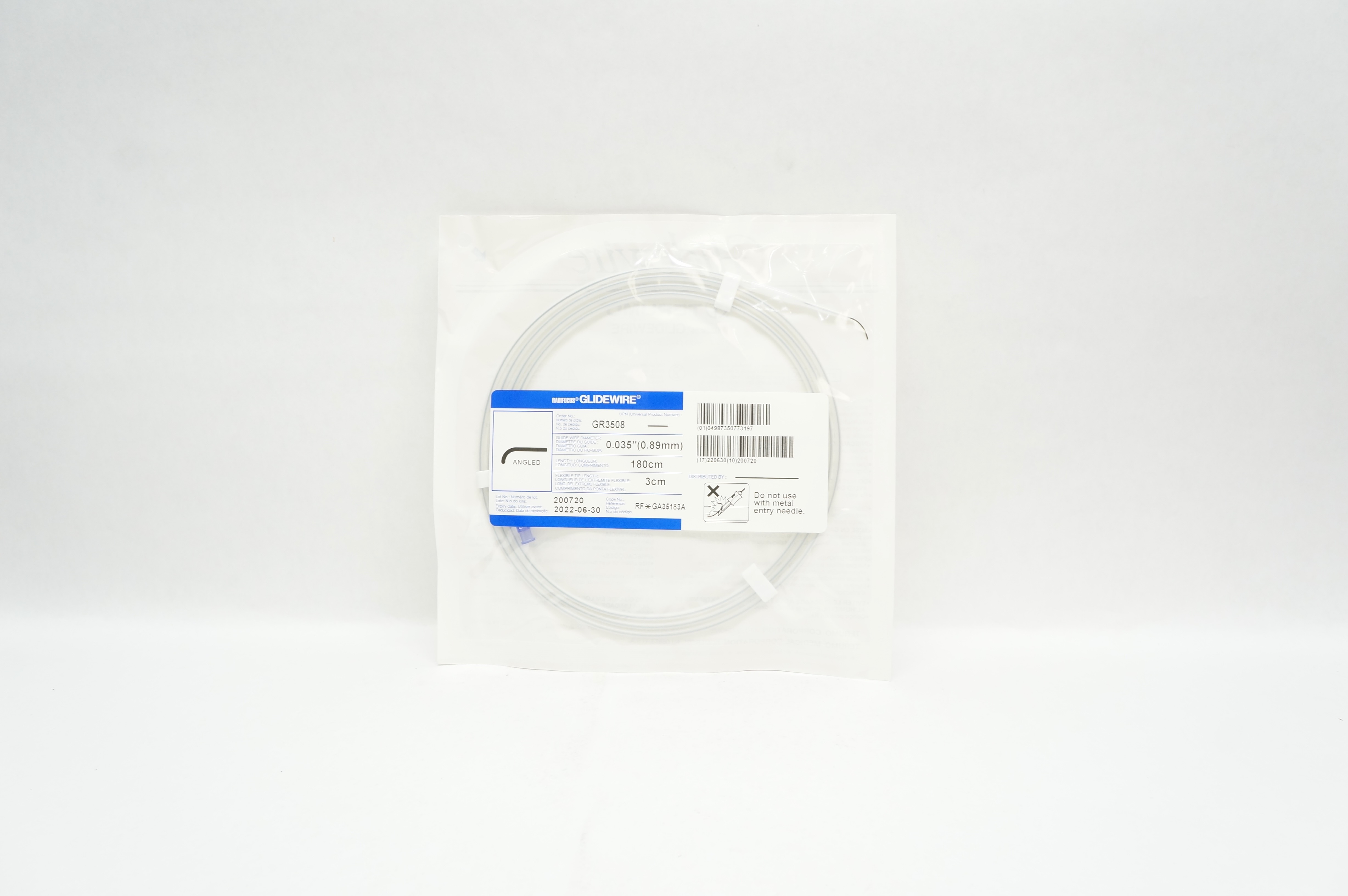 Terumo GR3508 Radifocus Glidewire Angled, 0.035inch x 3cm x 180cm (x)