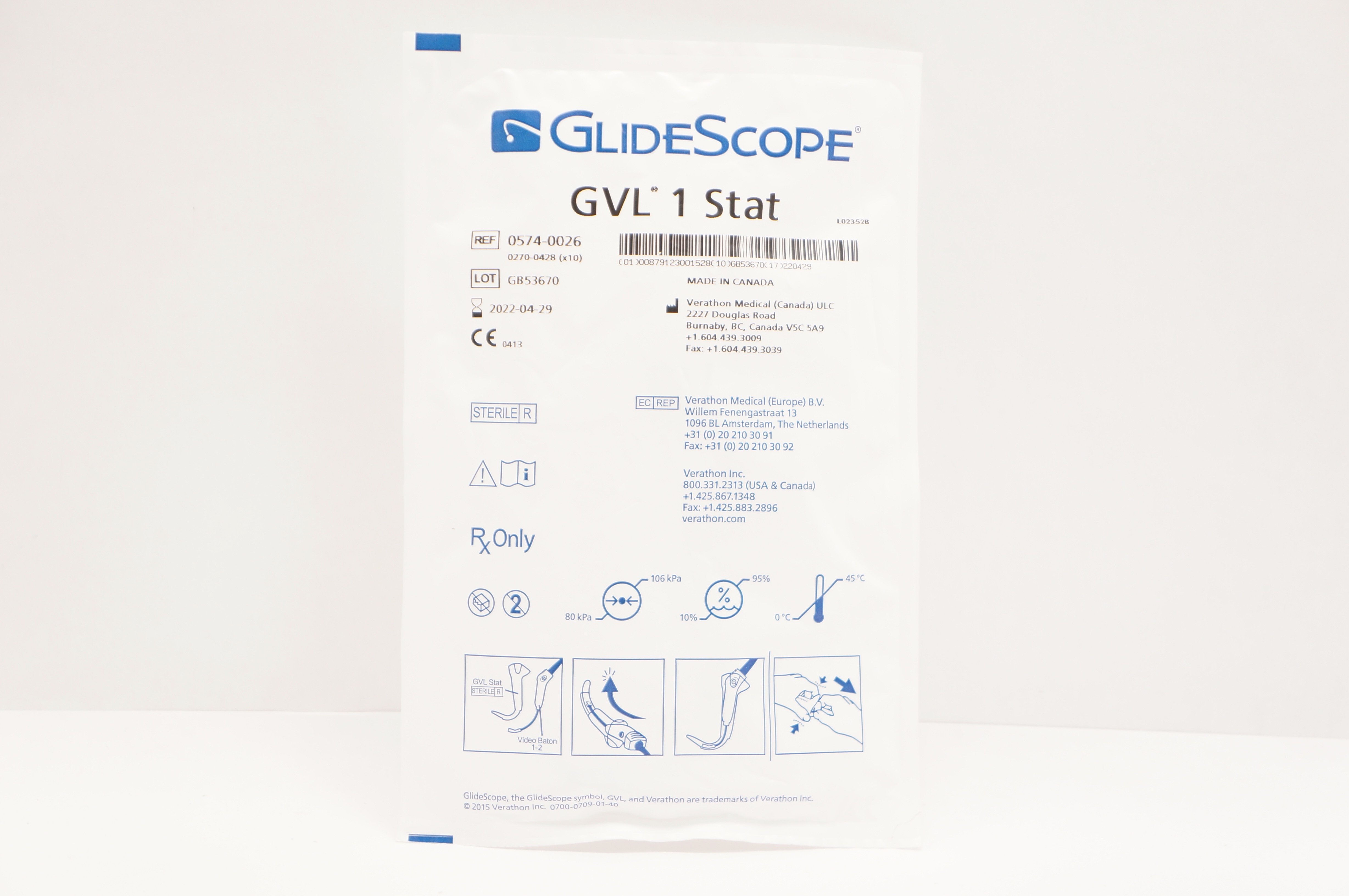 Verathon Medical 0574-0026 GlideScope GVL 1 Stat (x)