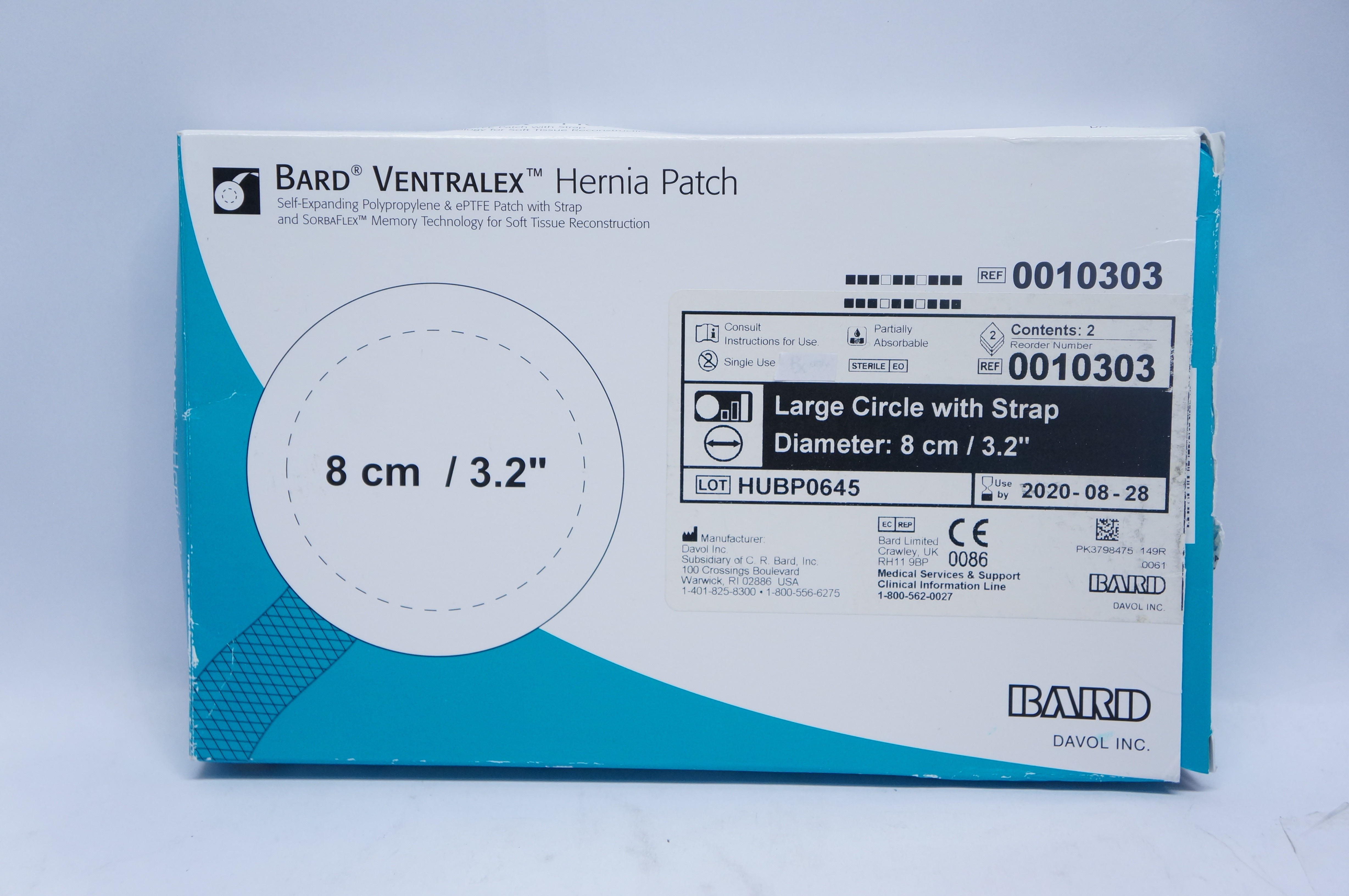 Bard 0010303 Ventralex Hernia Patch Large Cricle with Strap 8 cm (x)