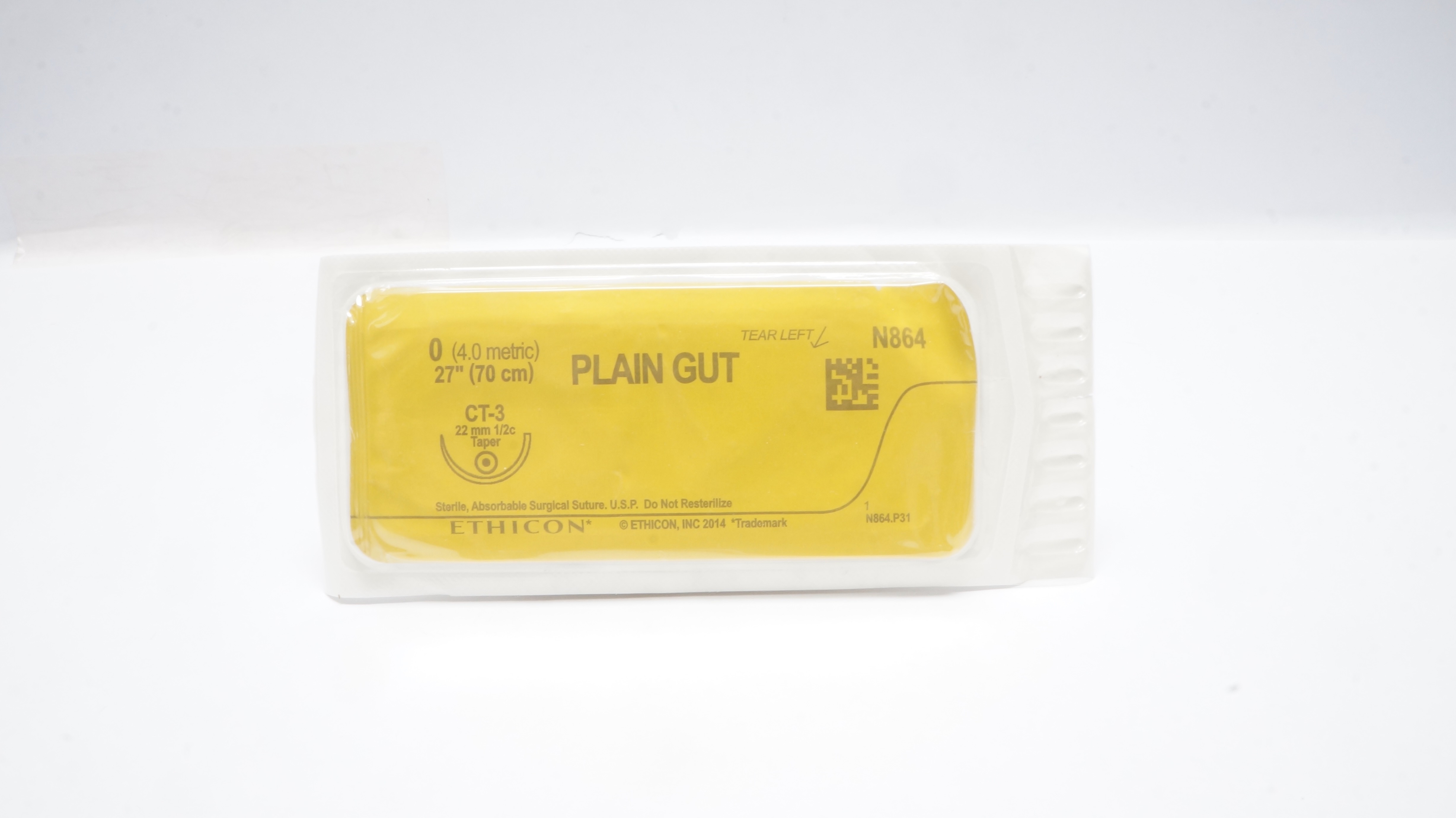 Ethicon N864 0 Plain Gut Surgical Stre CT-3 22mm 1/2c Taper 27inch (x)