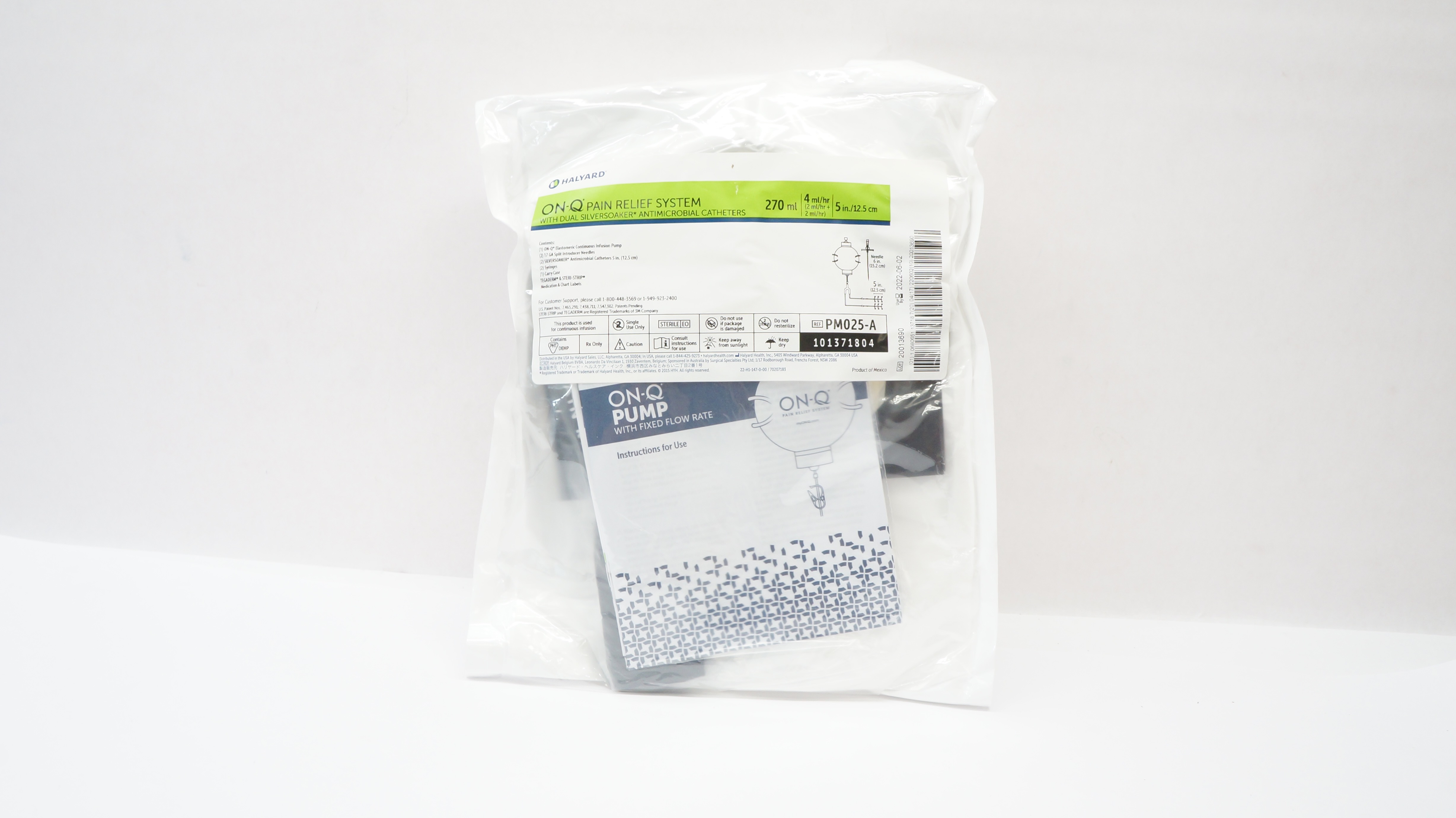 Halyard PM025-A ON-Q Pain Relief System w/Antimicrobial Cath. 270ml x 5 inch(x)