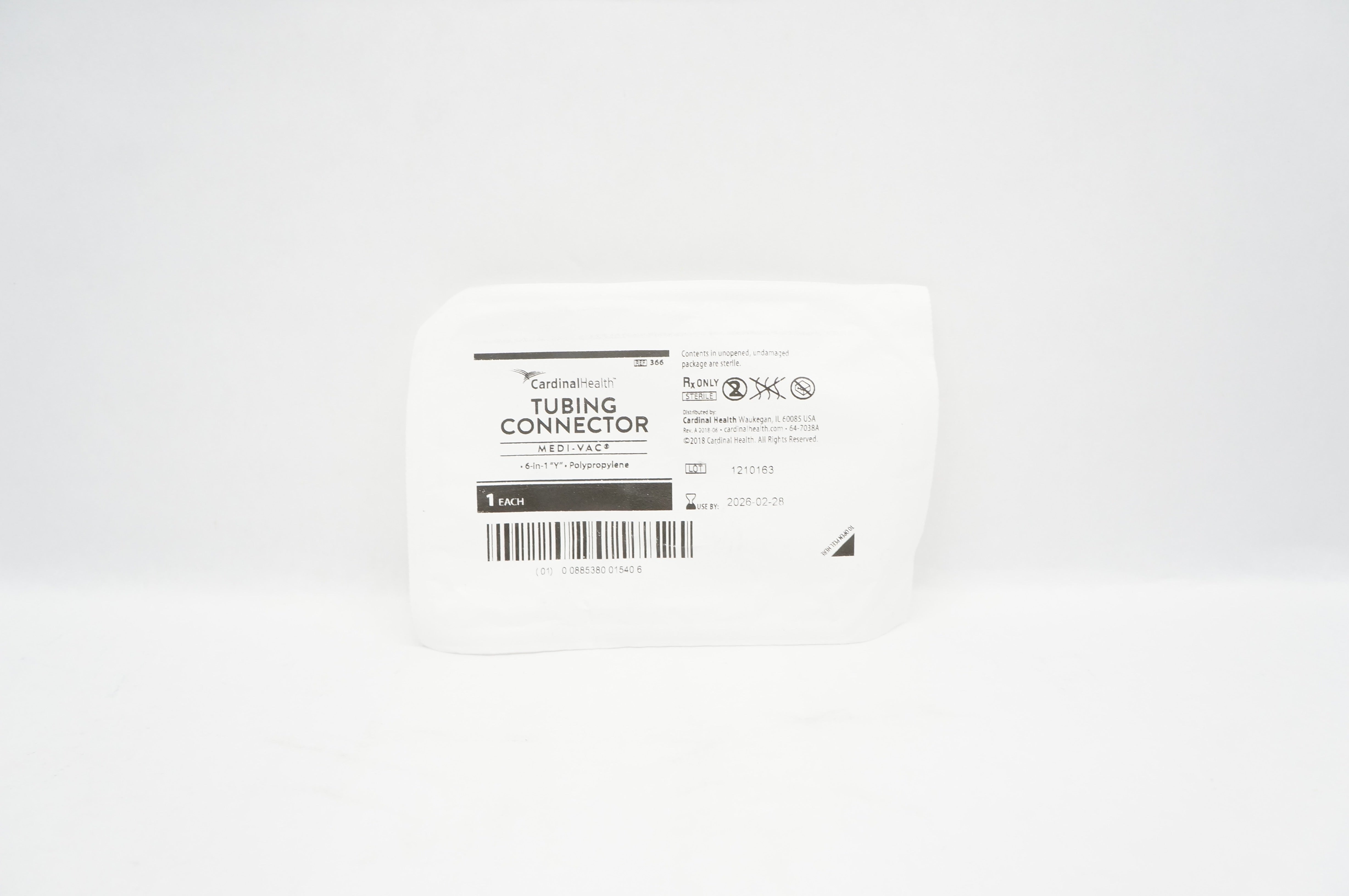 Cardinal Health 366 Medi-Vac Tubing Connector 6-in-1 "Y" Polypropylene