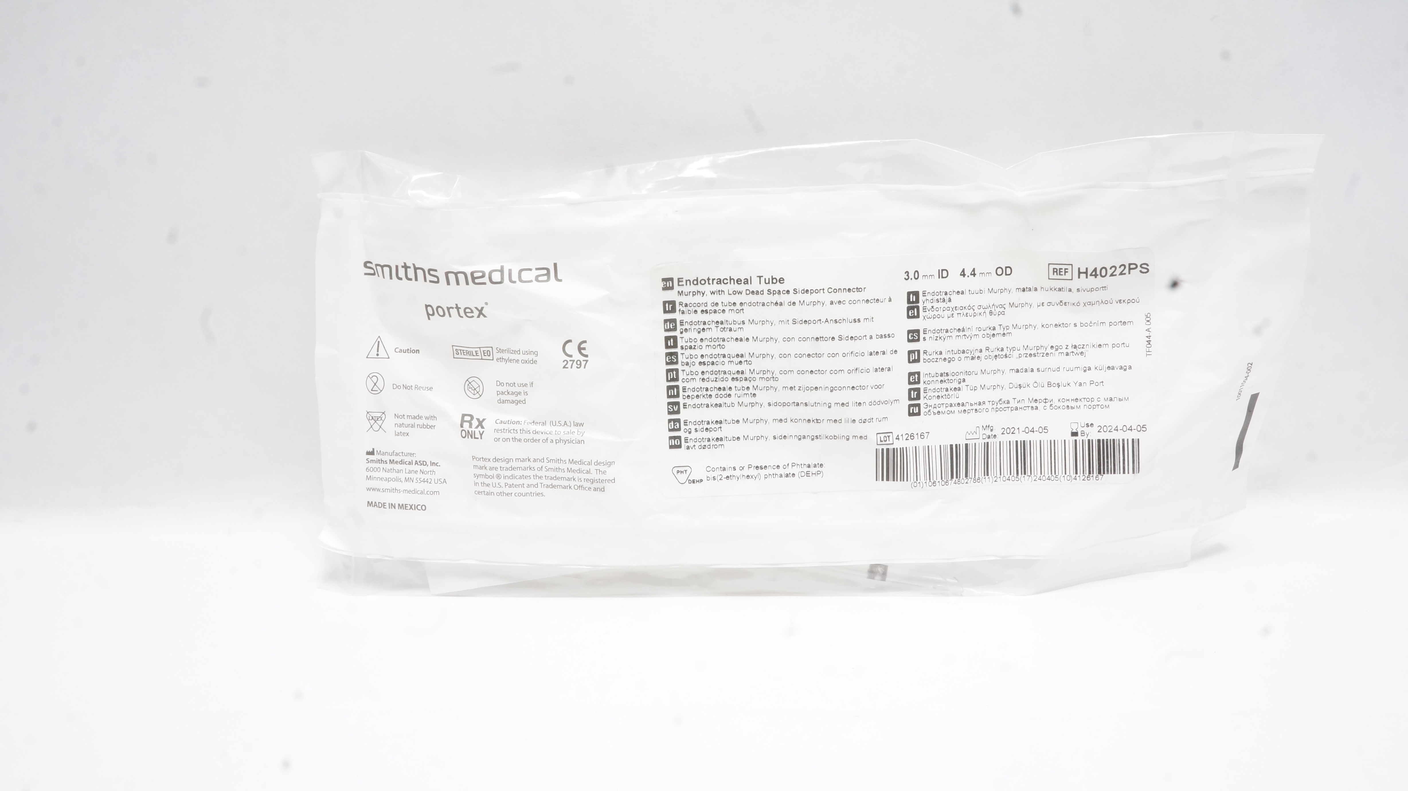 Smiths Medical H4022PS Portex Endotracheal Tube Murphy, 3.0ID x 4.4 mm OD (x)