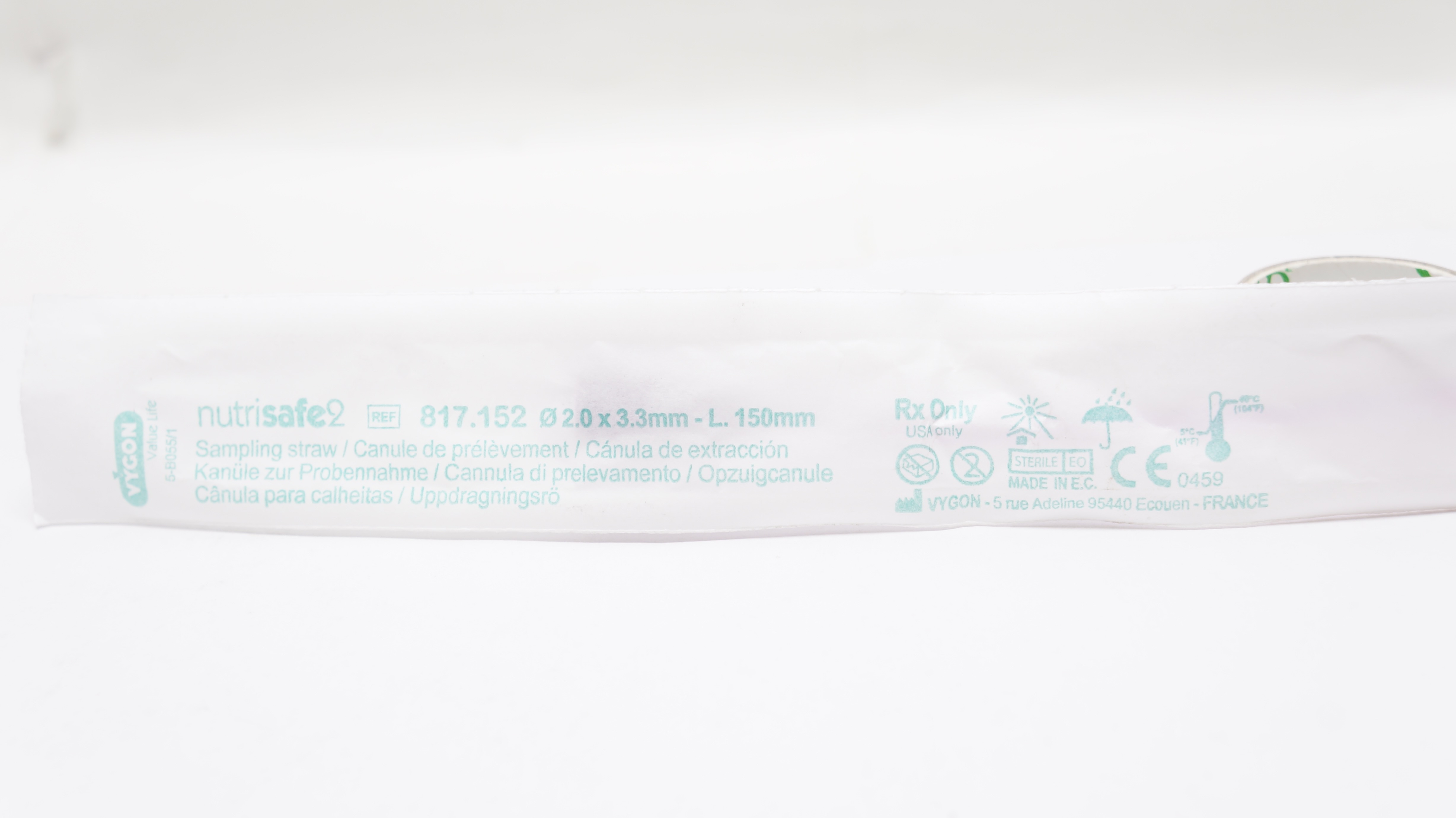 Vygon 817.152 NutriSafe2 Sampling Straw 2.0 x 3.3mm - L. 150mm