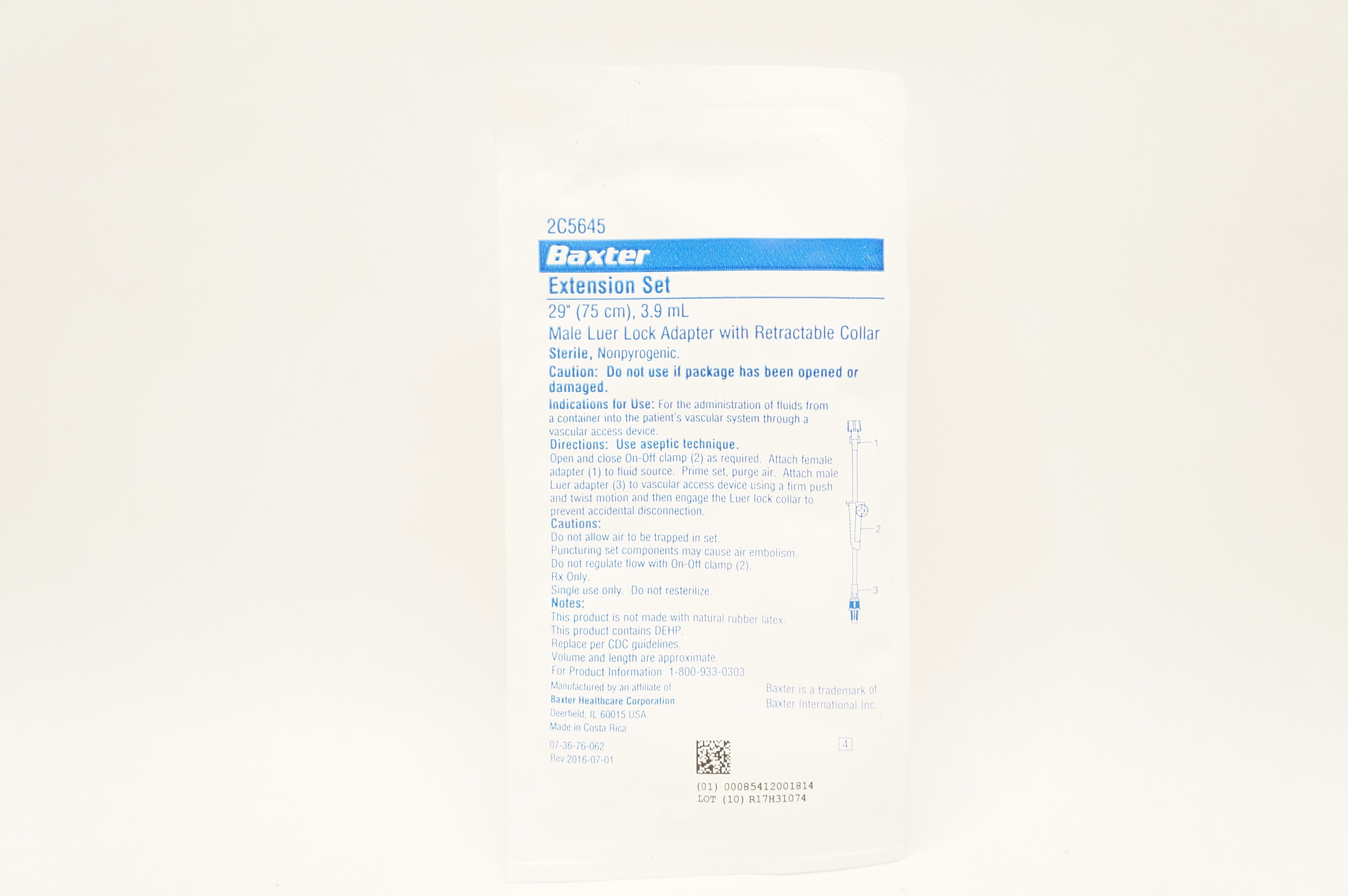 Baxter 2C5645 Extension Set 29 inch x 3.9 ml