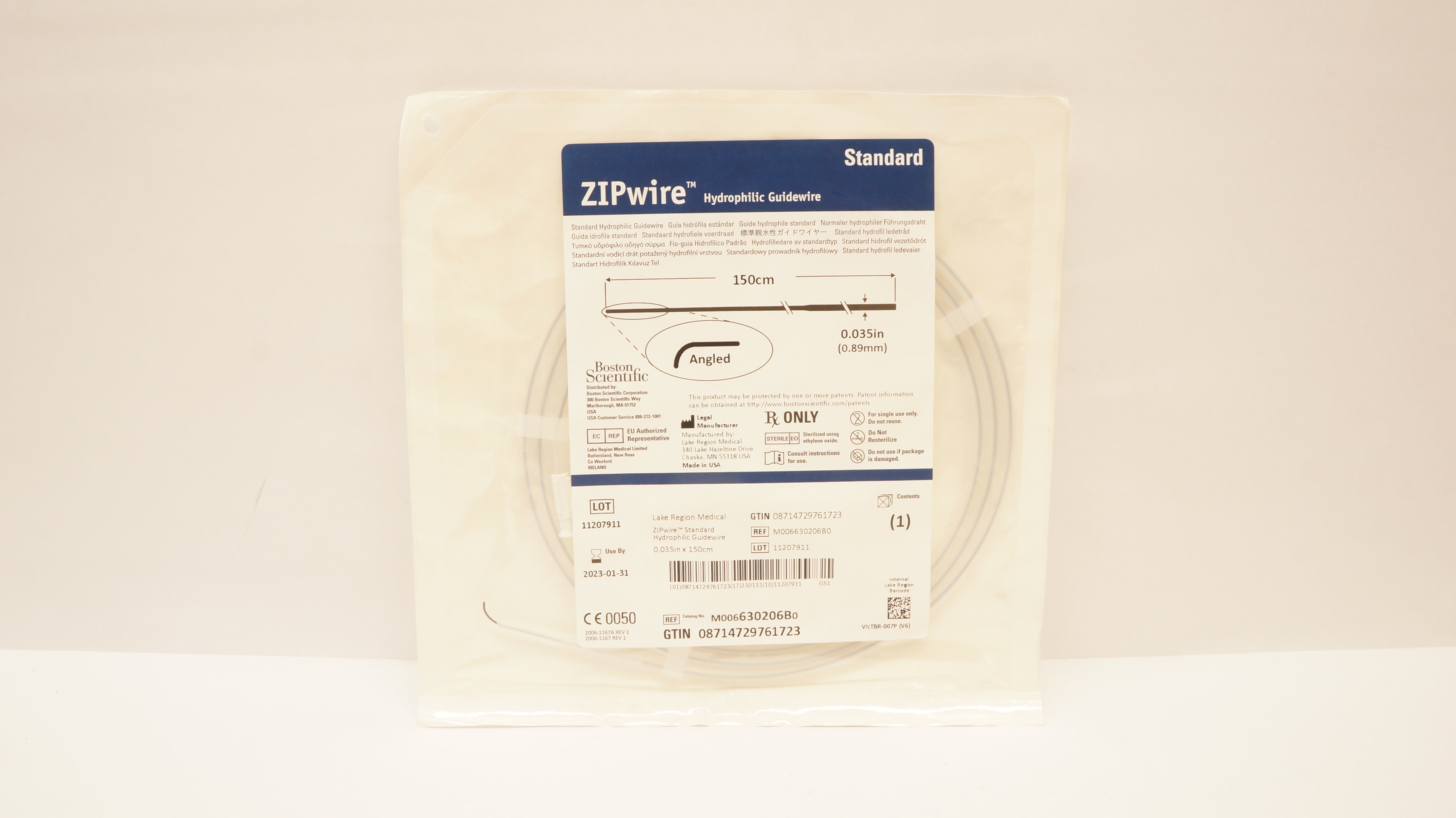Boston Scientific 630206B Hydrophilic Guidewire Angled  0.035in x 150cm (x)