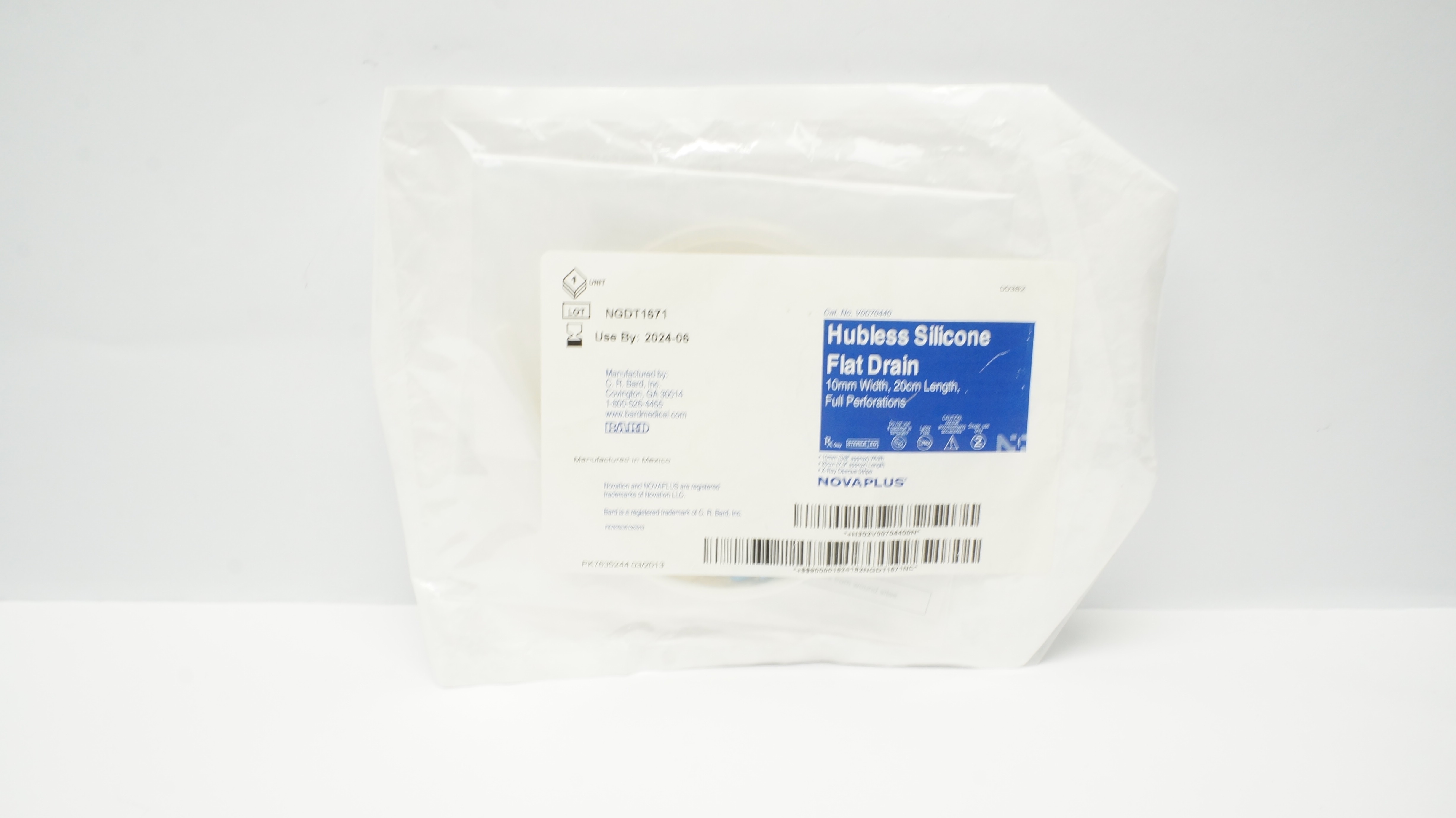 Bard V0070440 Novaplus Hubless Silicone Flat Drain 3/8in. x 7.9in. (approx.) (x)