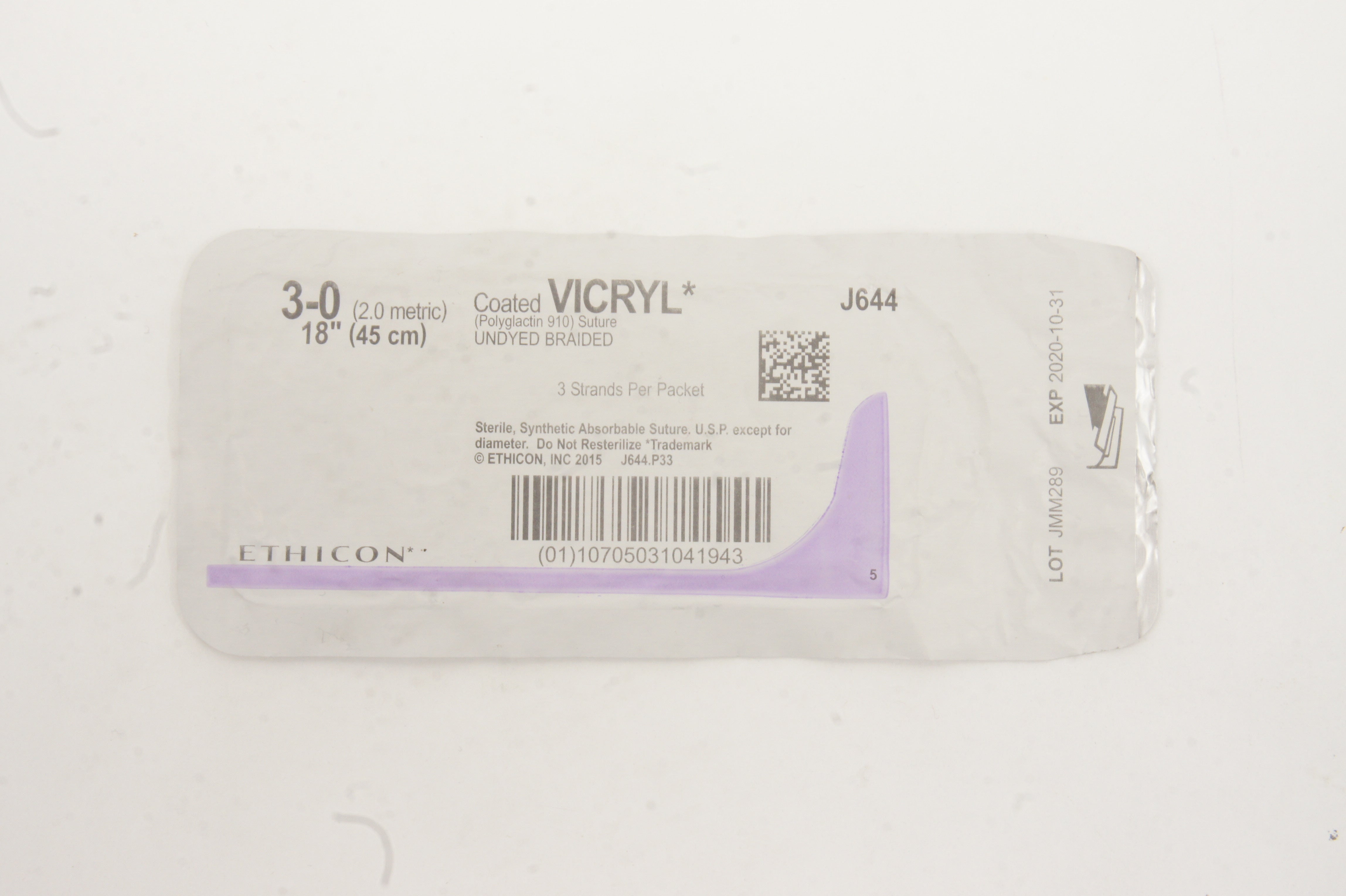 Ethicon J644 3-0 Coated VICRYL, 18inch (x)