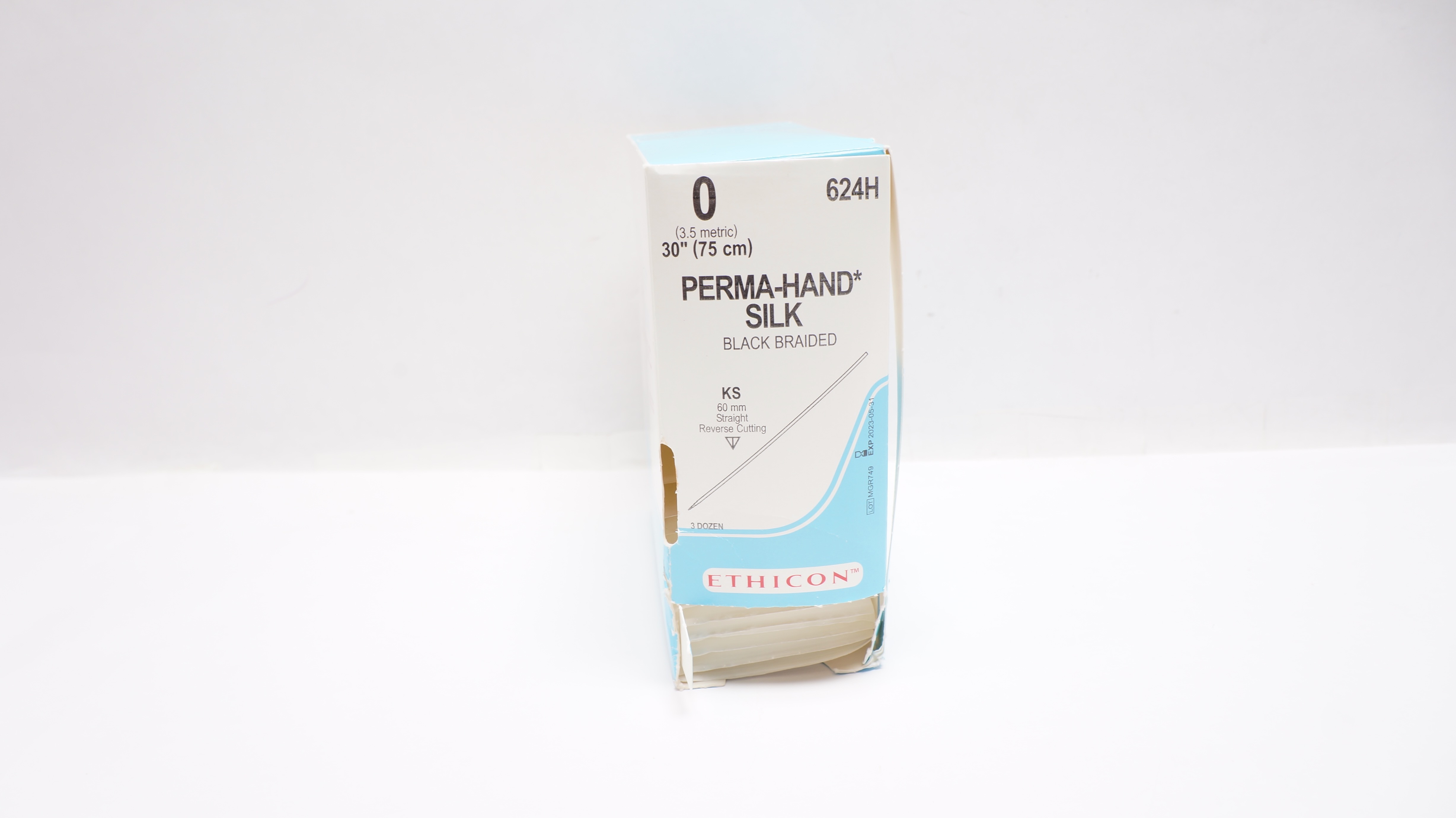 Ethicon 624H 0 Perma-Hand Silk KS 60mm Straight Reverse, 30inch (x) - Box of 16