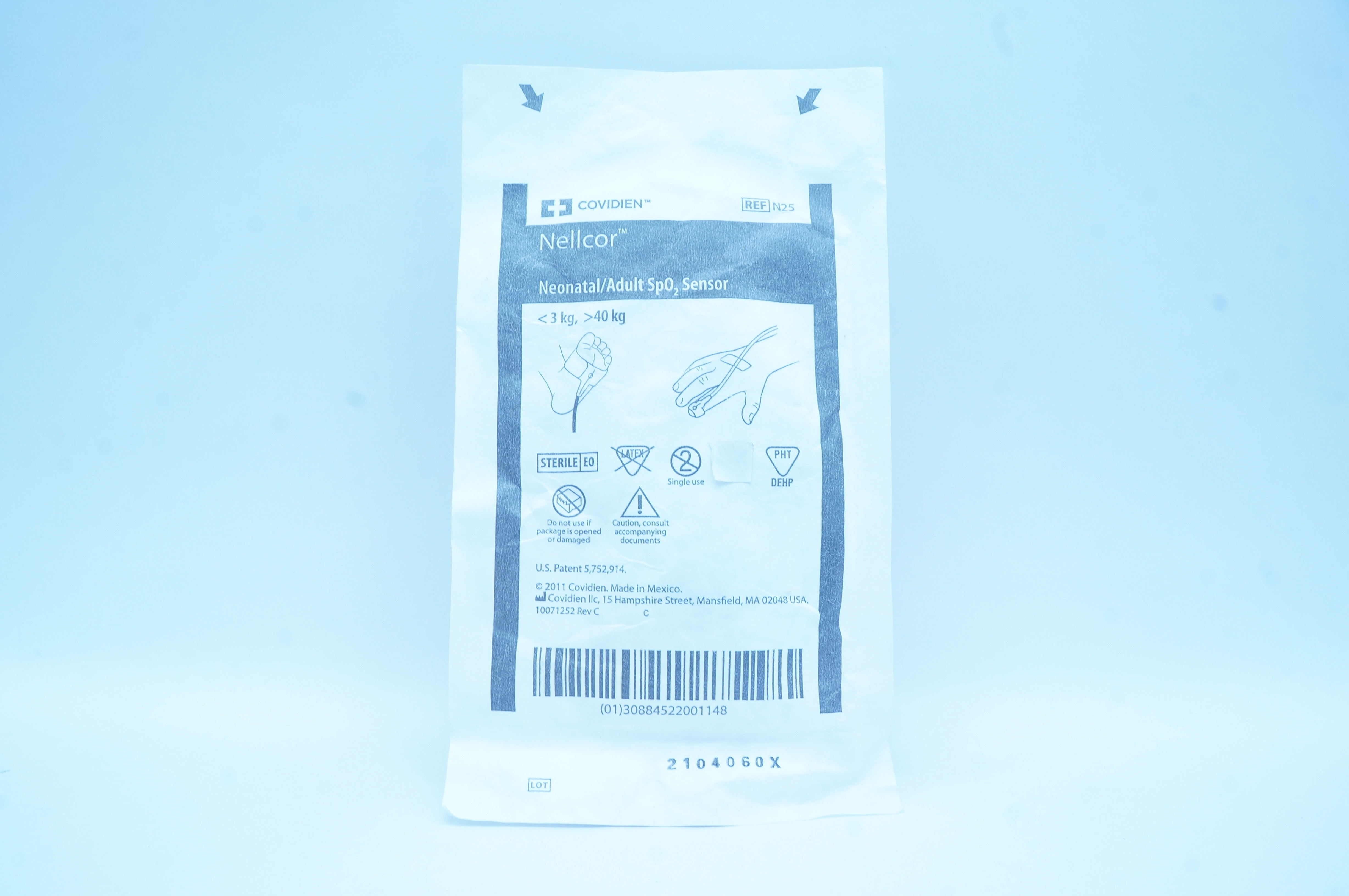 Covidien N25 Nellcor Neonatal/Adult SpO2 Sensor < 3 kg, > 40 kg