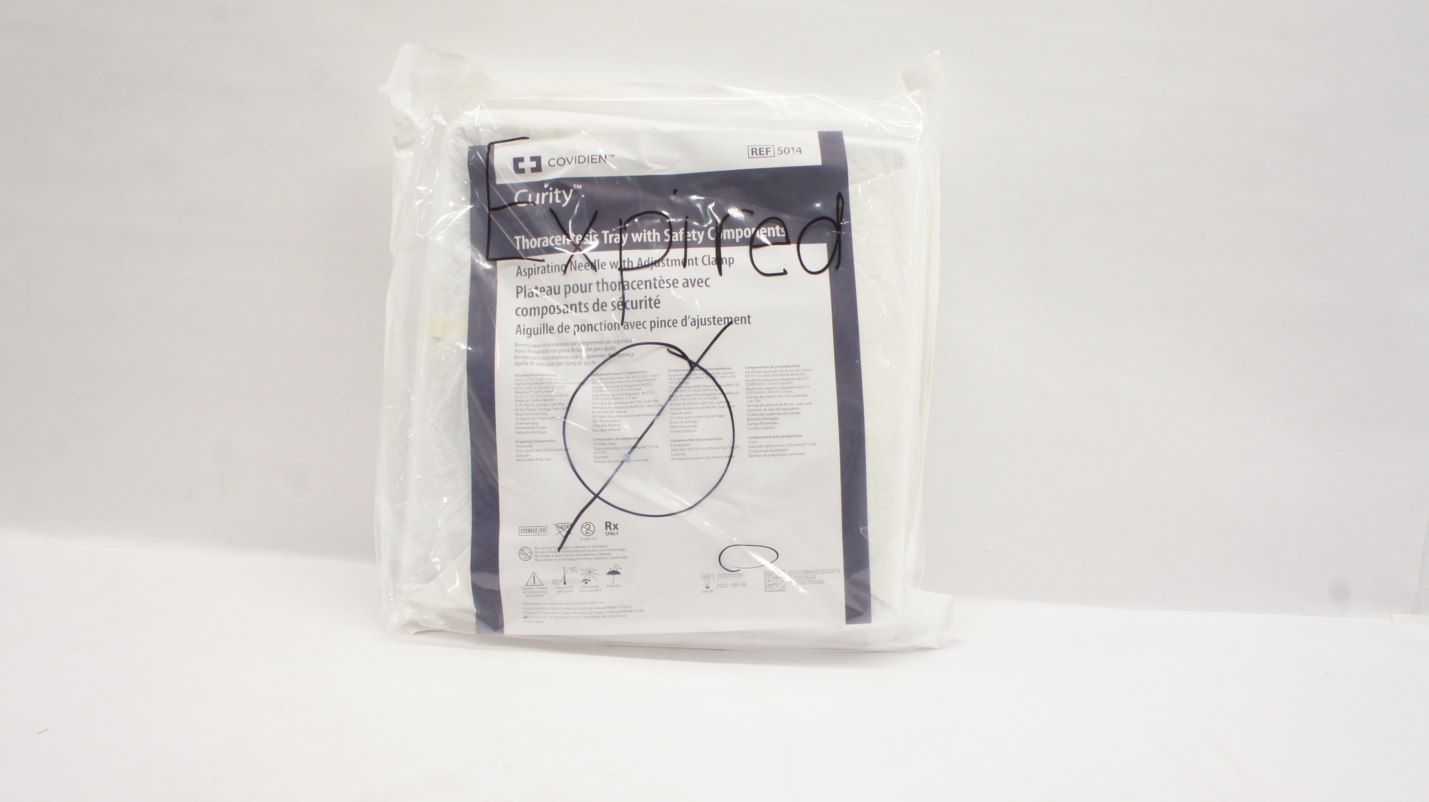 Covidien 5014 Curity Thoracentesis Tray with Safety Components (x)