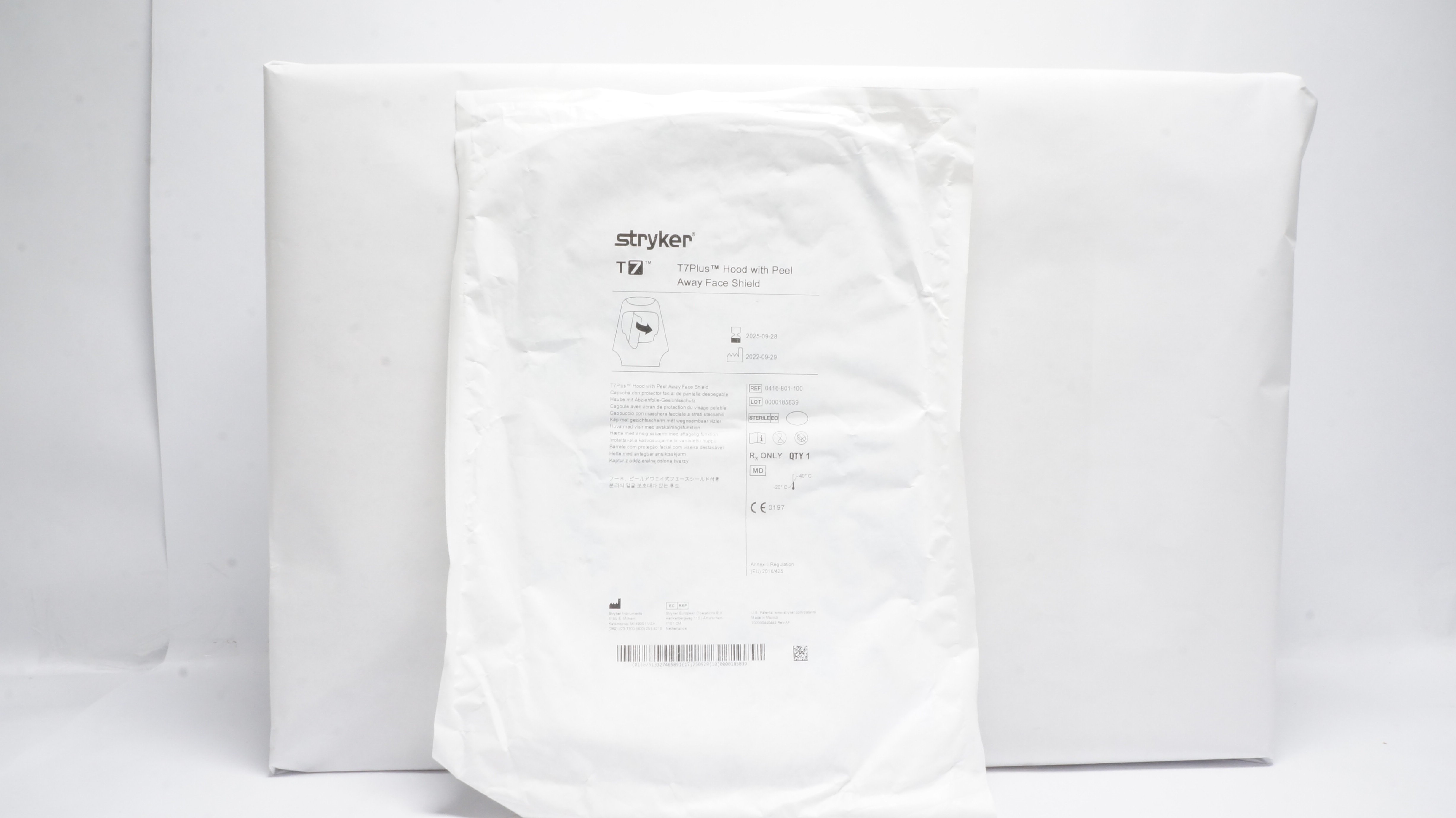 Stryker 0416-801-100 T7Plus Hood With Peel Away Face Shield