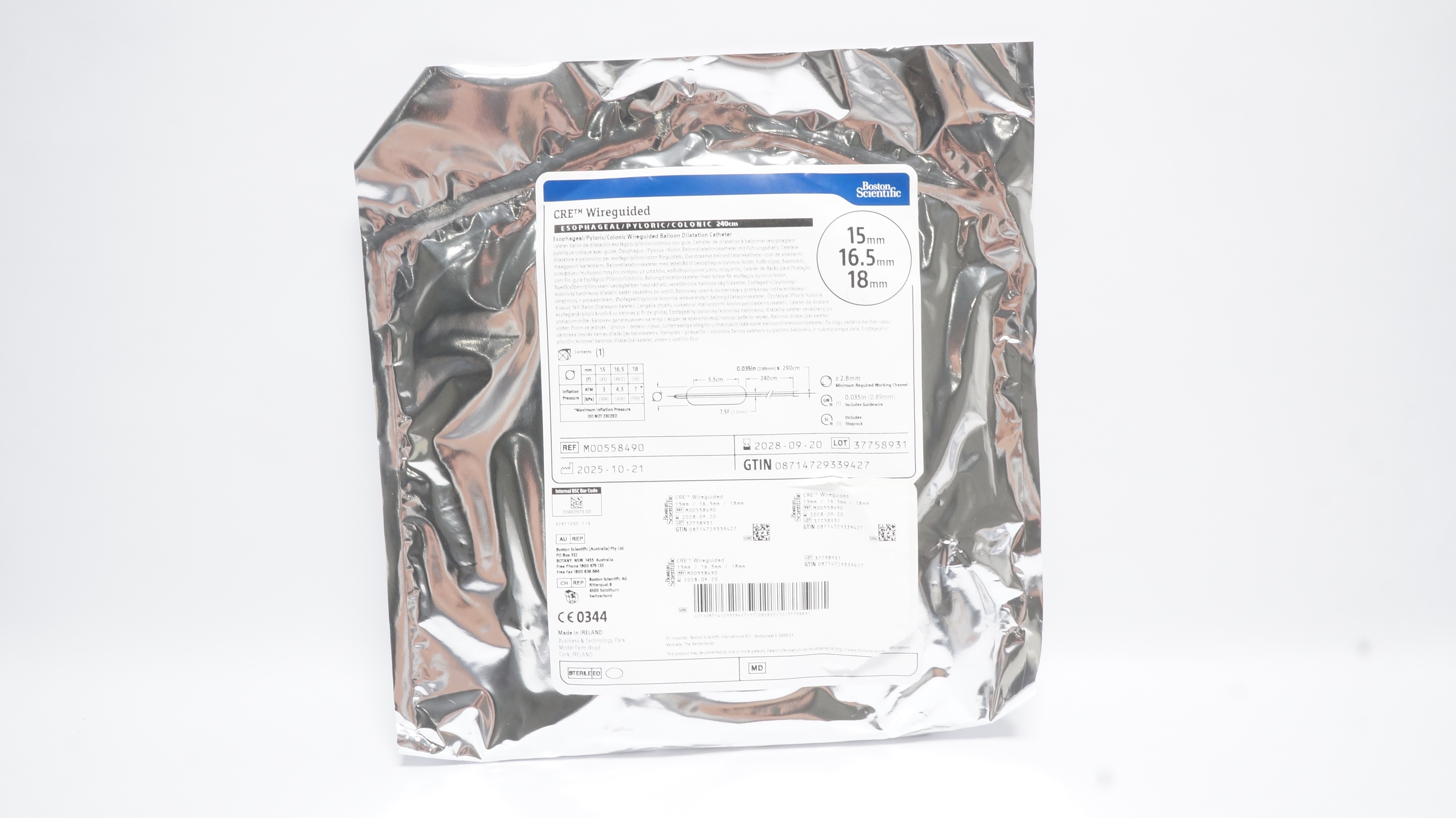 Boston Scientific M00558490 CRE Wireguided Dilatation Cath. 15 x 16.5 x 18mm
