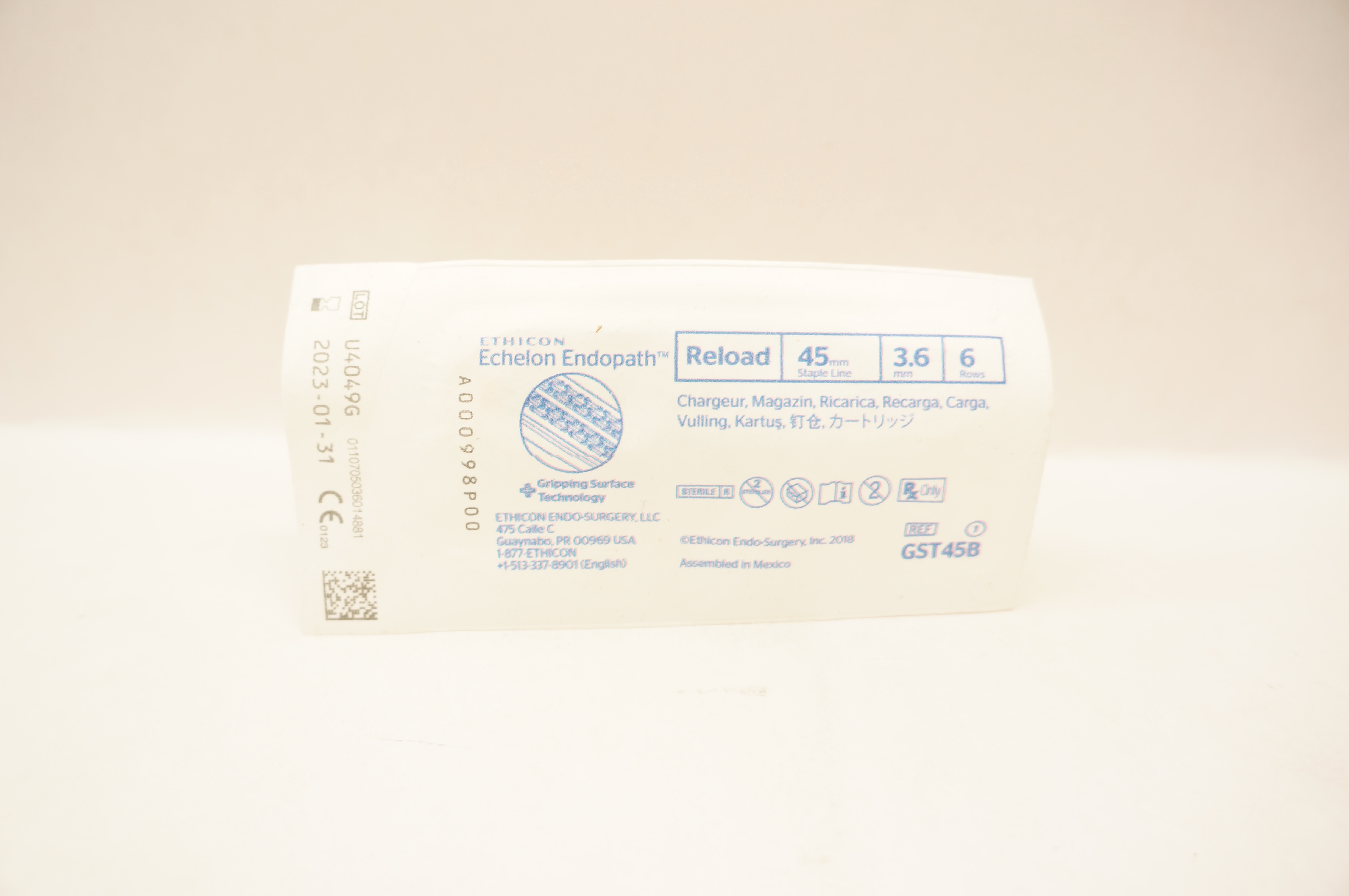 Ethicon GST45B Echelon Endopath Reload 45mm Staple Line 3.6mm 6 Rows