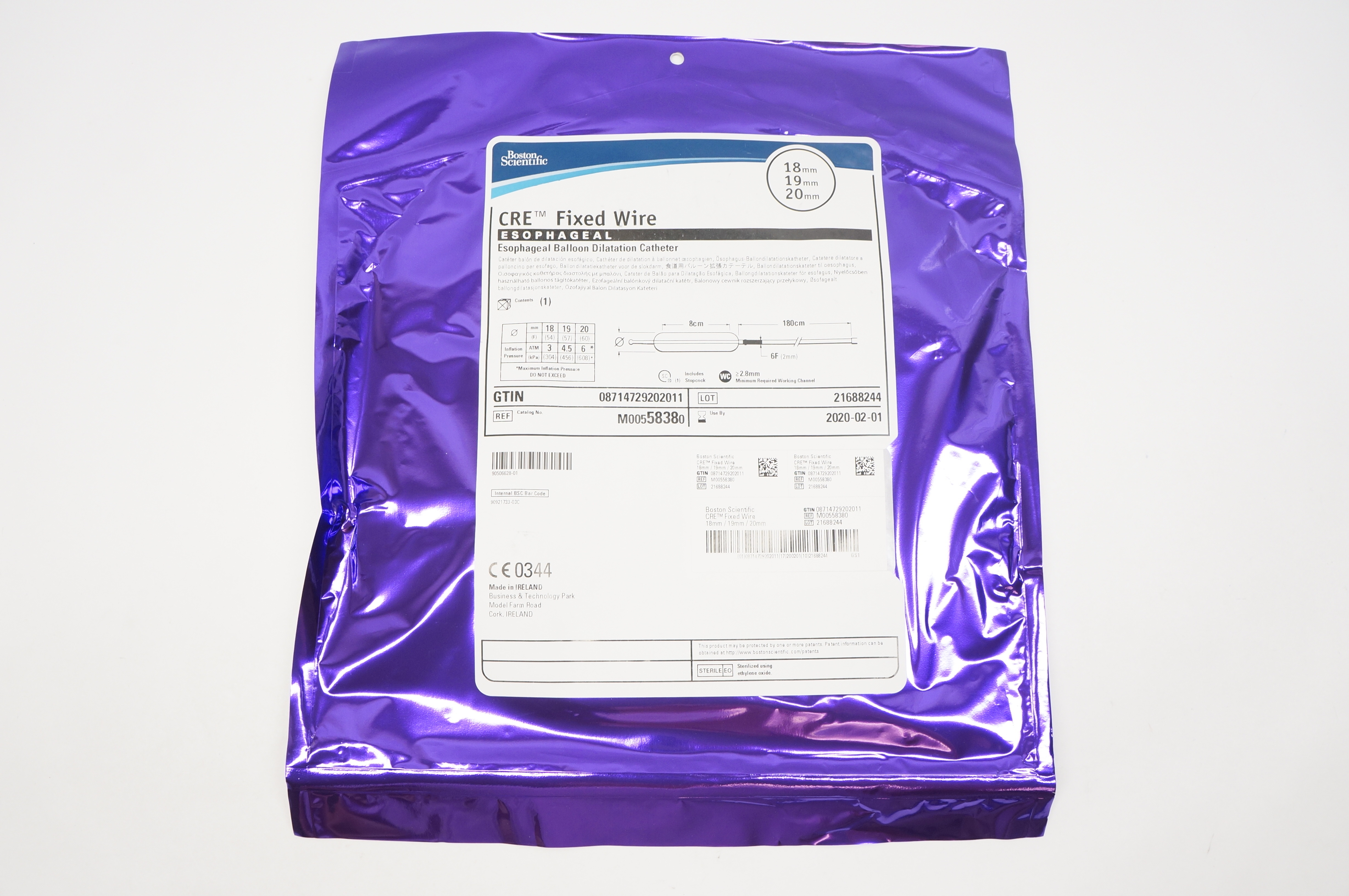 Boston Scientific M00558380 CRE Fixed Wire Balloon Dilatation Cath 18 19 20mm(x)