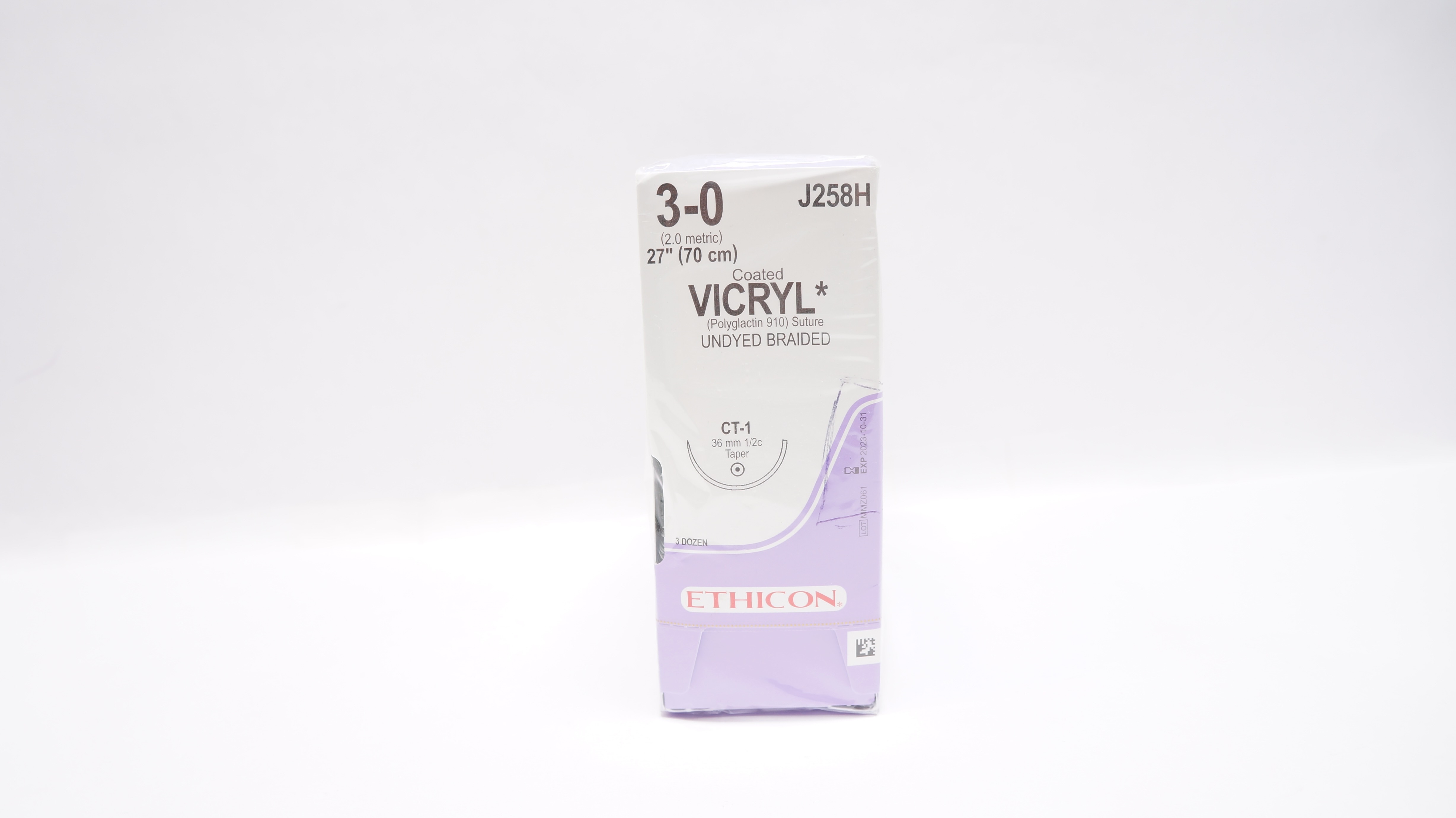 Ethicon J258H VICRYL CT-1 Undyed Braided 27 - Box of 36 (x)