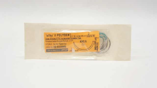 Deknatel 69-5036M5 2 Silky II Polydek Green Braided Stre KHC-5, 5 x 18inch