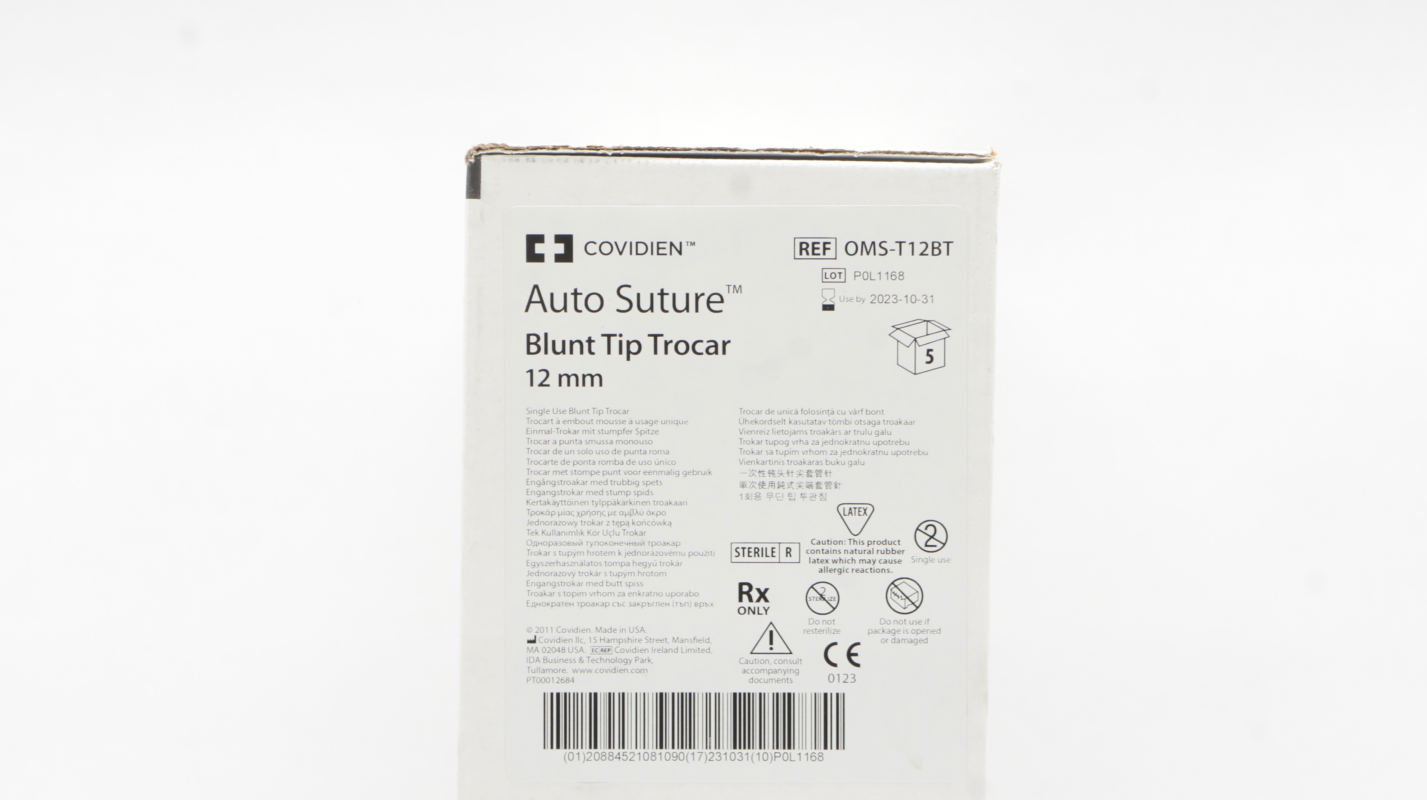 Covidien OMS-T12BT Auto Suture Blunt Tip Trocar 12mm (x) - Box of 4