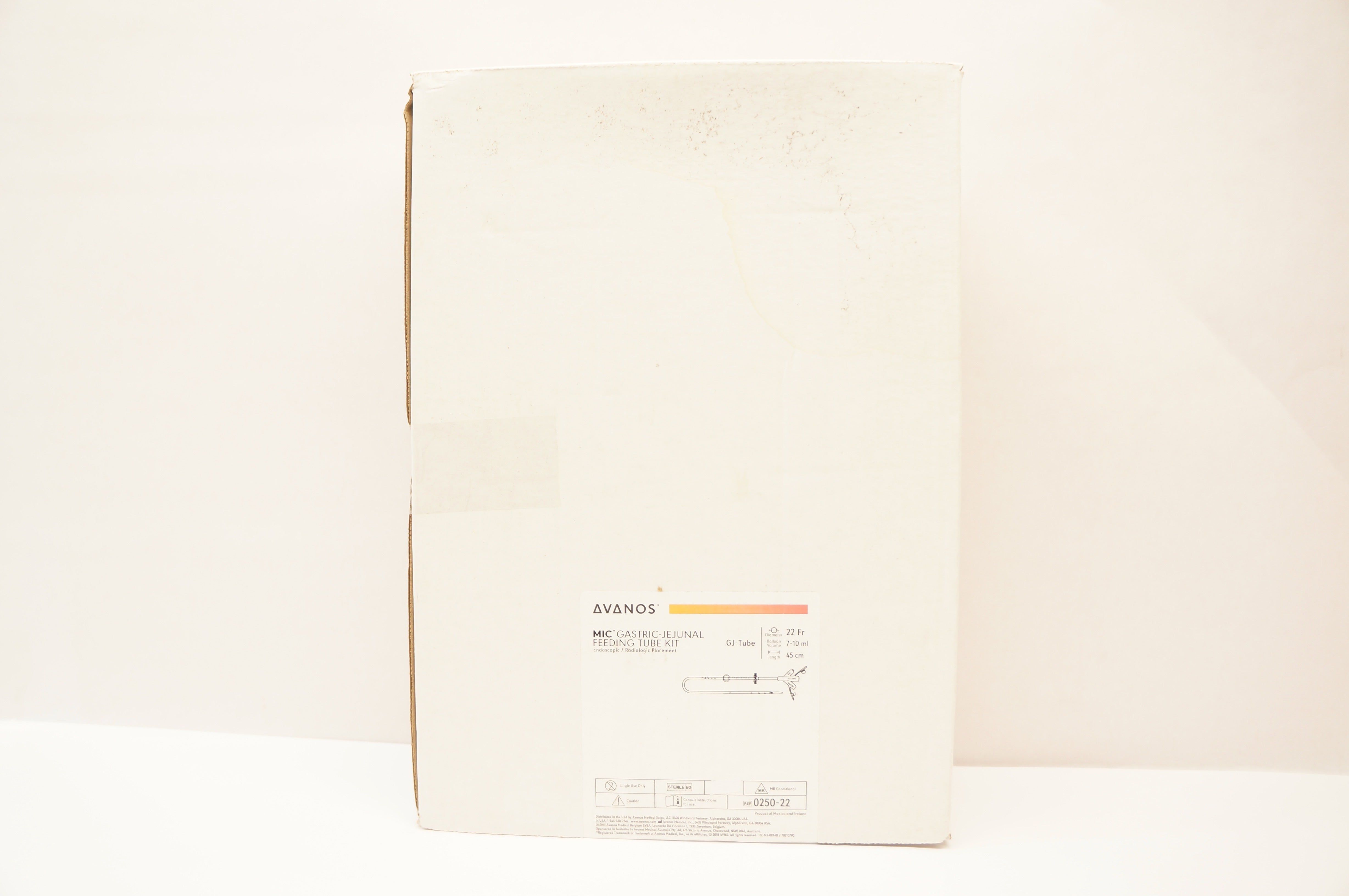 Avanos 0250-22 MIC Gastric-Jejunal Feeding Tube Kit 22Fr x 7-10mL x 45cm (x)